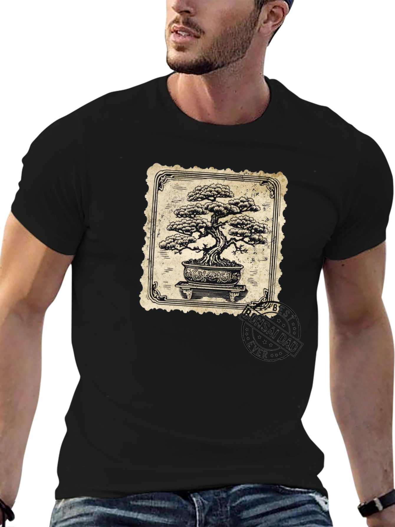 Bonsai Tree Graphic Tee - Classic Stamp Style