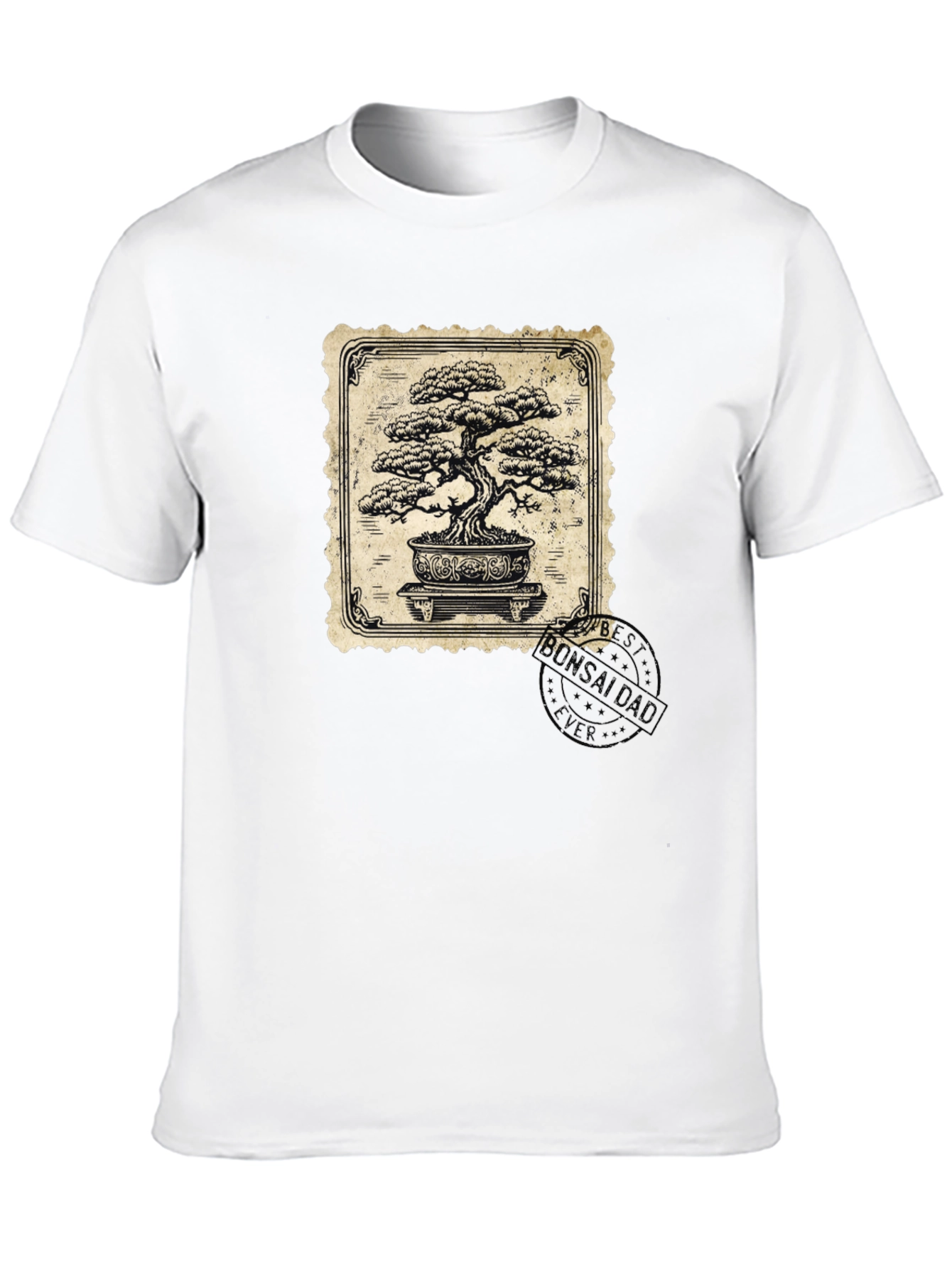 Bonsai Tree Graphic Tee - Classic Stamp Style
