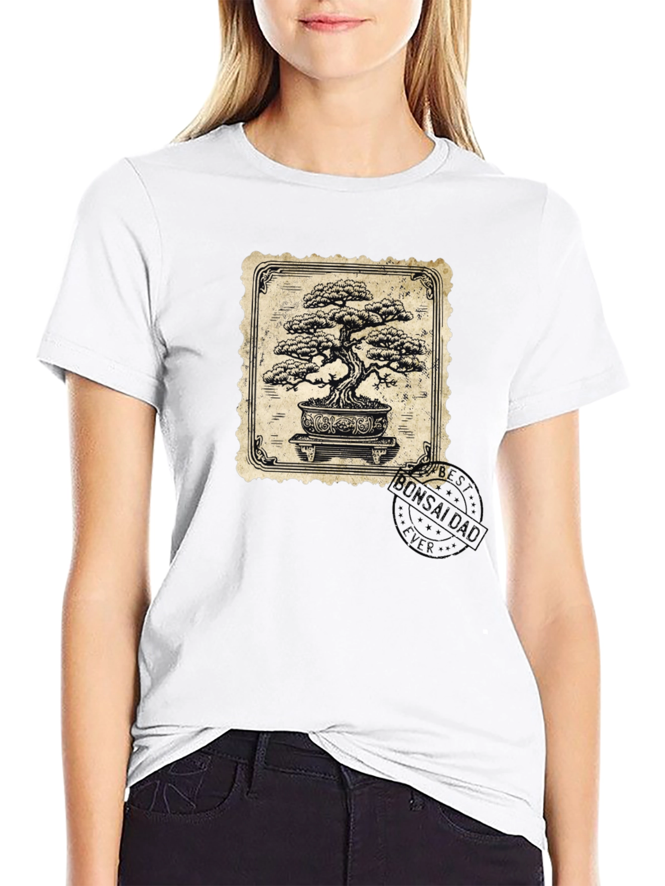 Bonsai Tree Graphic Tee - Classic Stamp Style