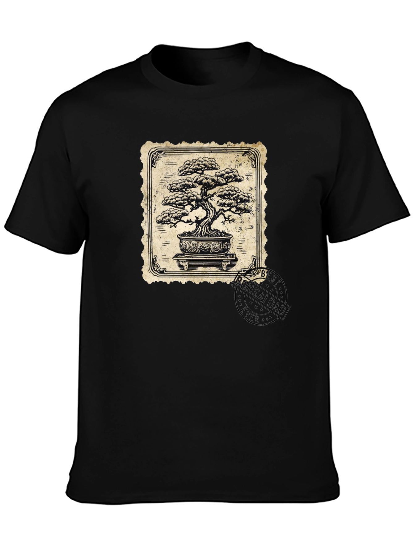 Bonsai Tree Graphic Tee - Classic Stamp Style