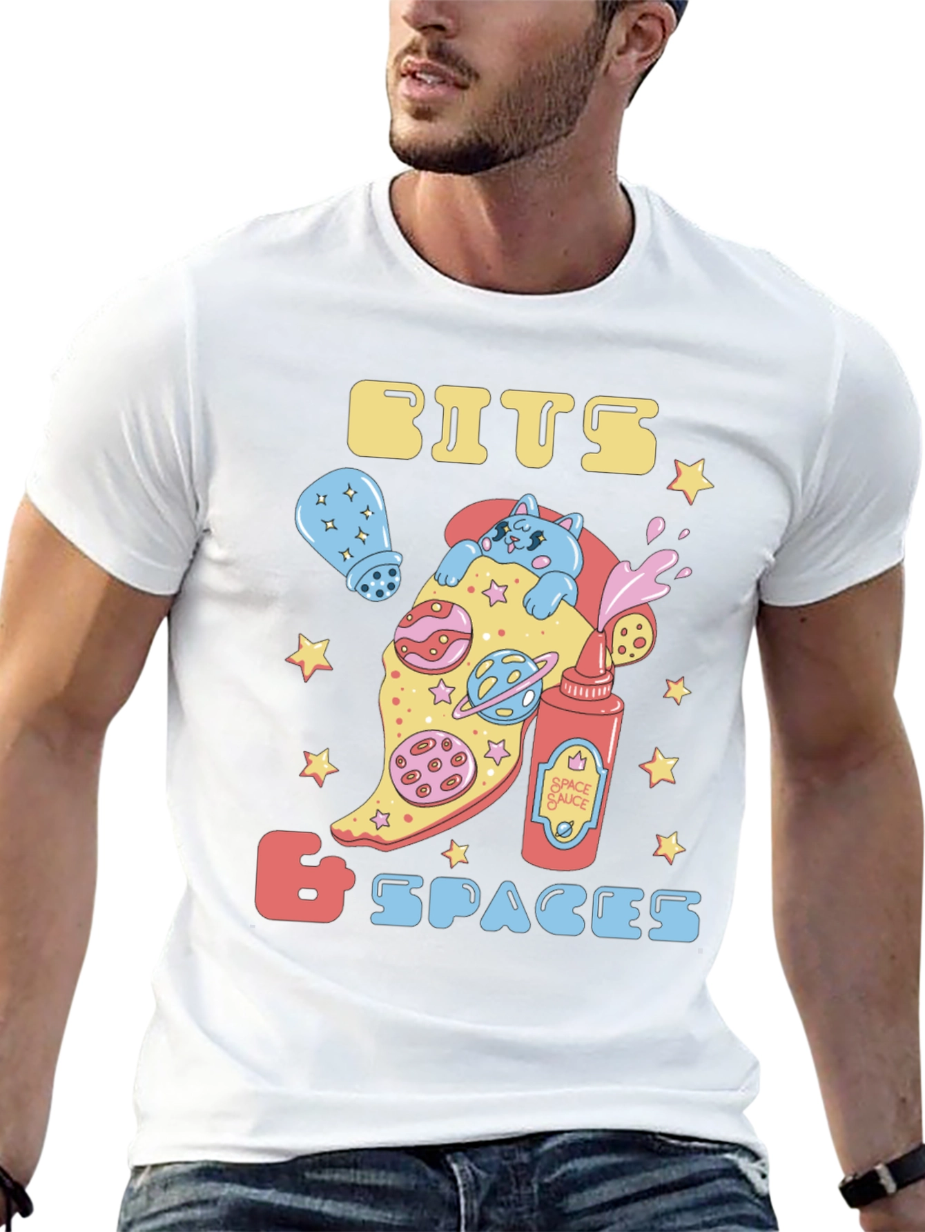 Bits & Spaces Pizza Cat Graphic T-Shirt