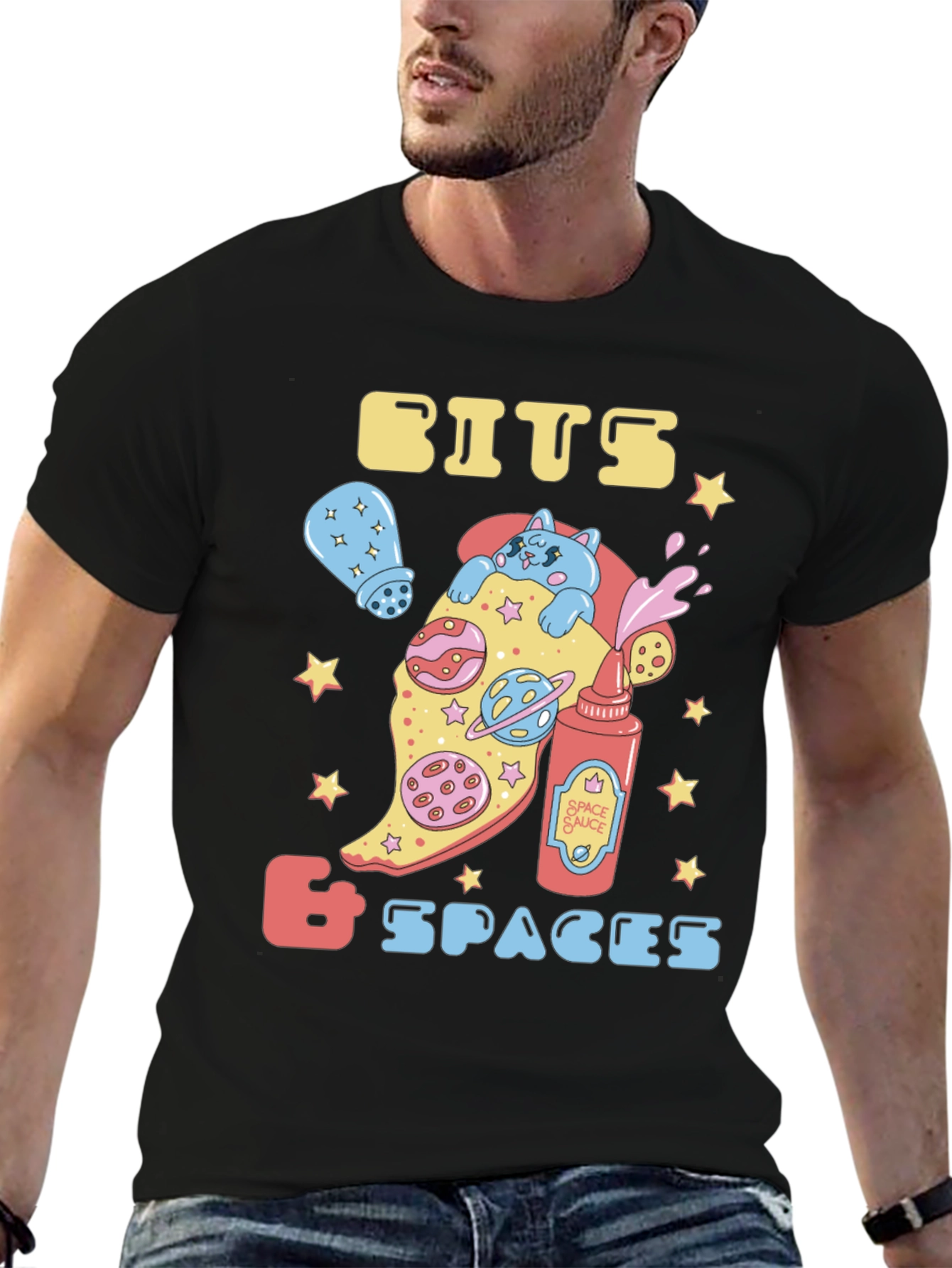 Bits & Spaces Pizza Cat Graphic T-Shirt