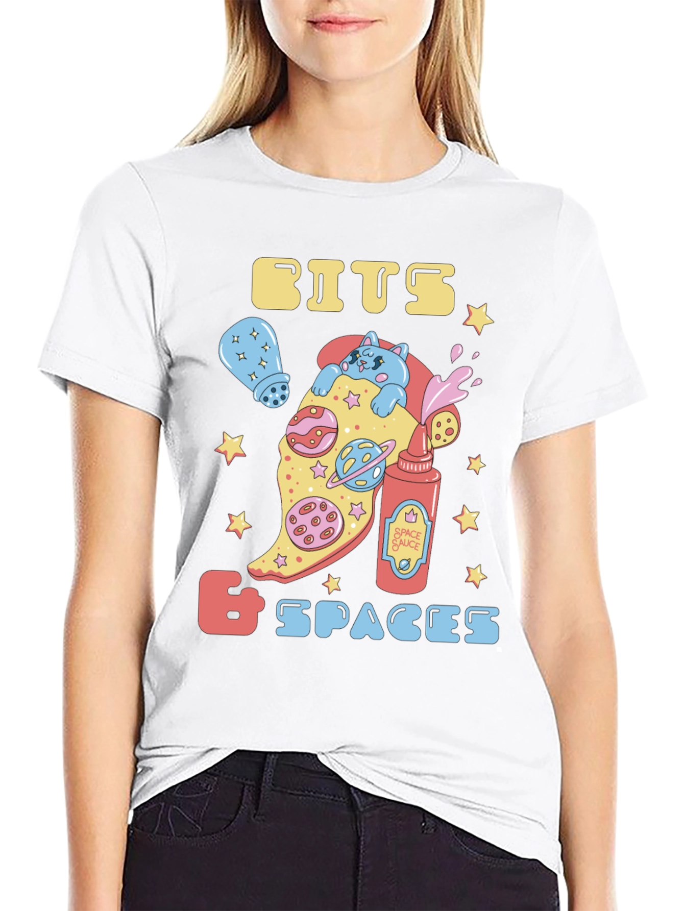 Bits & Spaces Pizza Cat Graphic T-Shirt