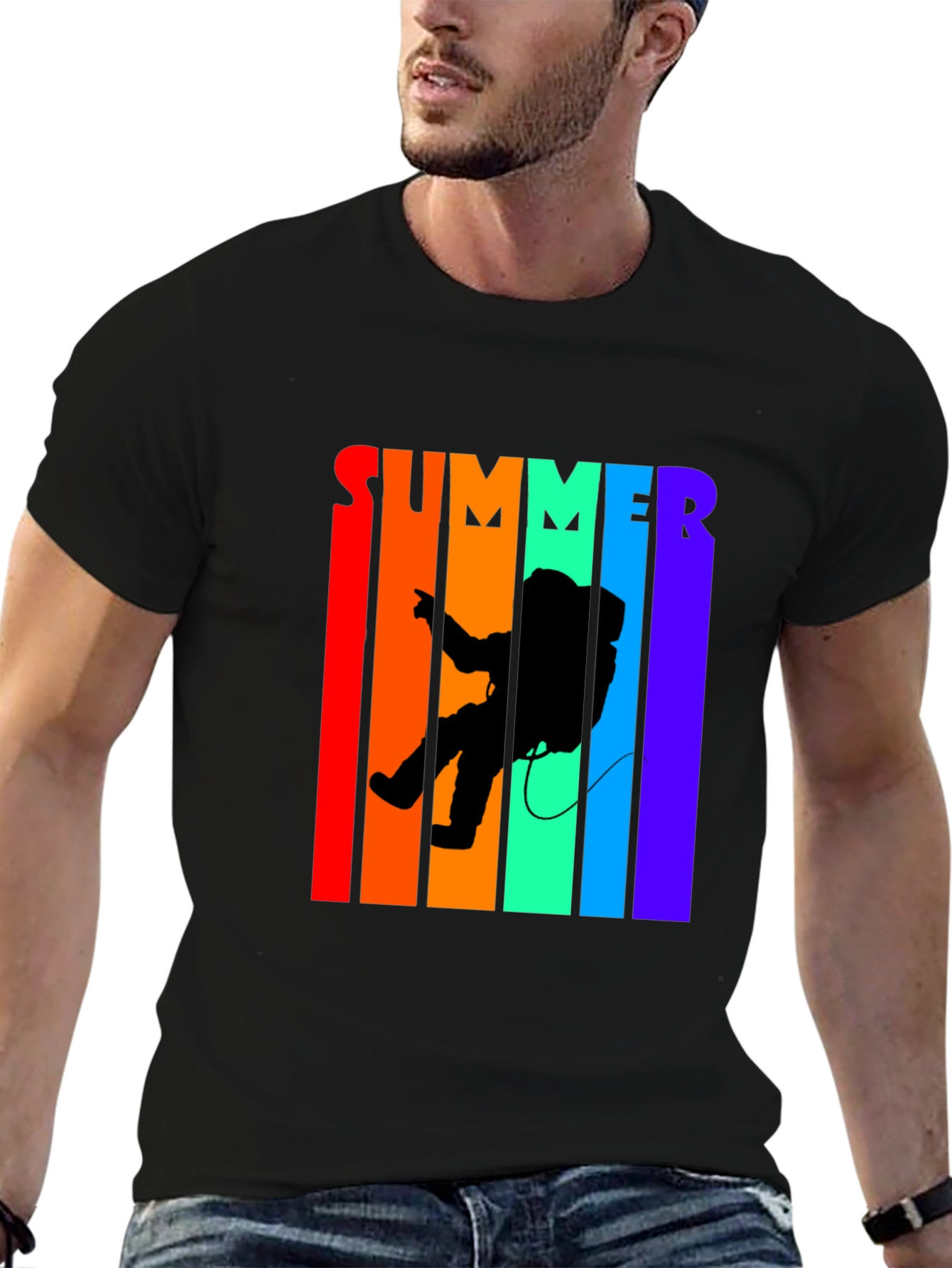 Summer Astronaut Graphic Tee - Black