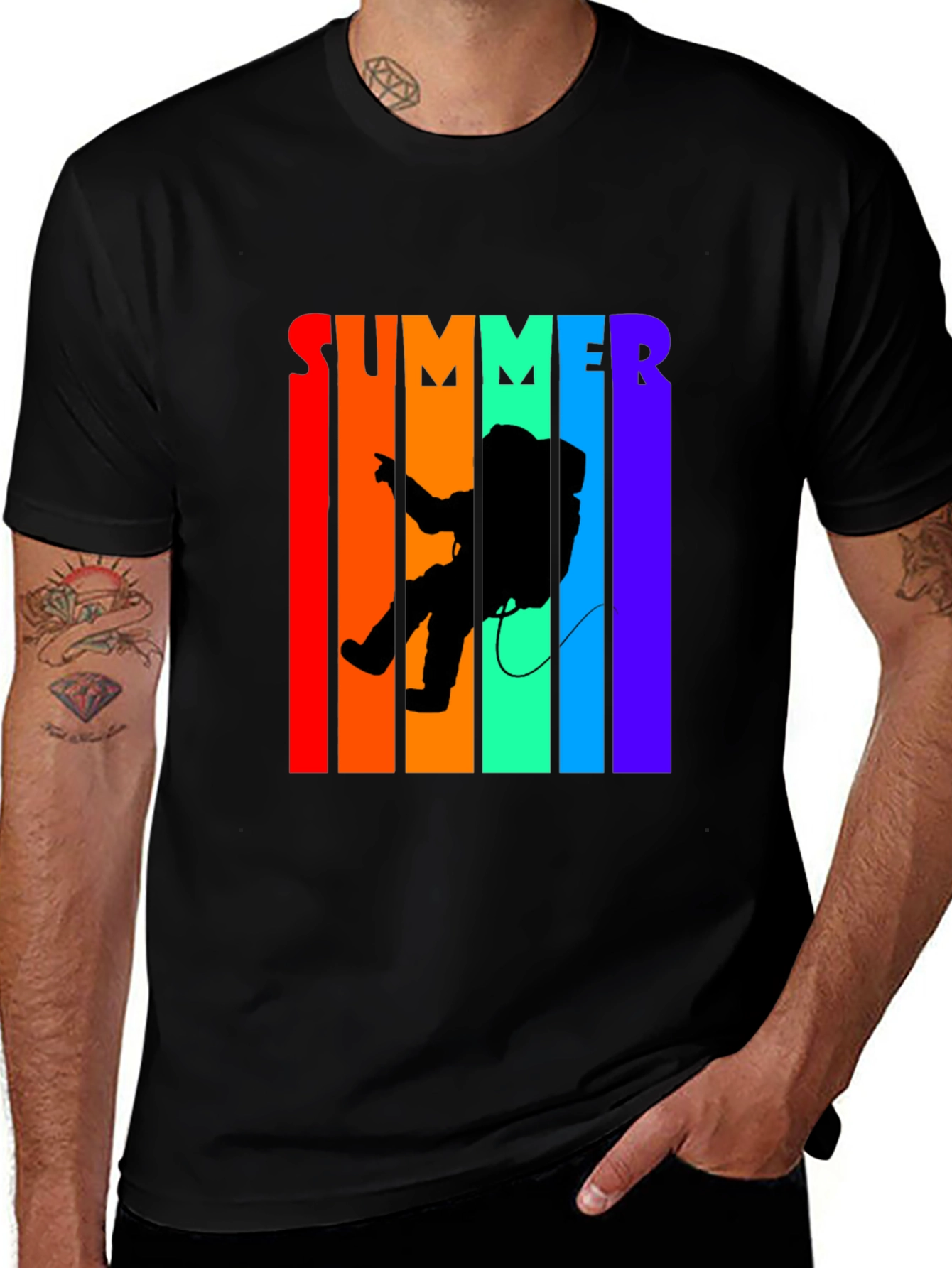 Summer Astronaut Graphic Tee - Black