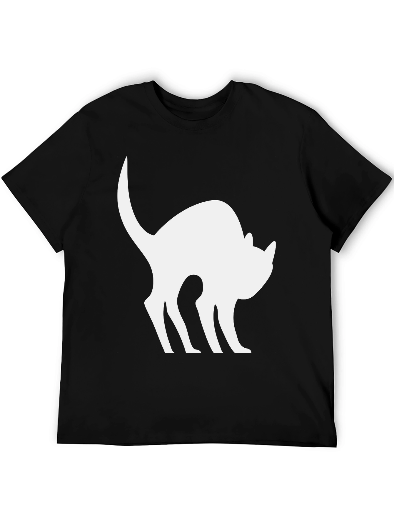 Black Cat Silhouette T-Shirt - Arched Back Design