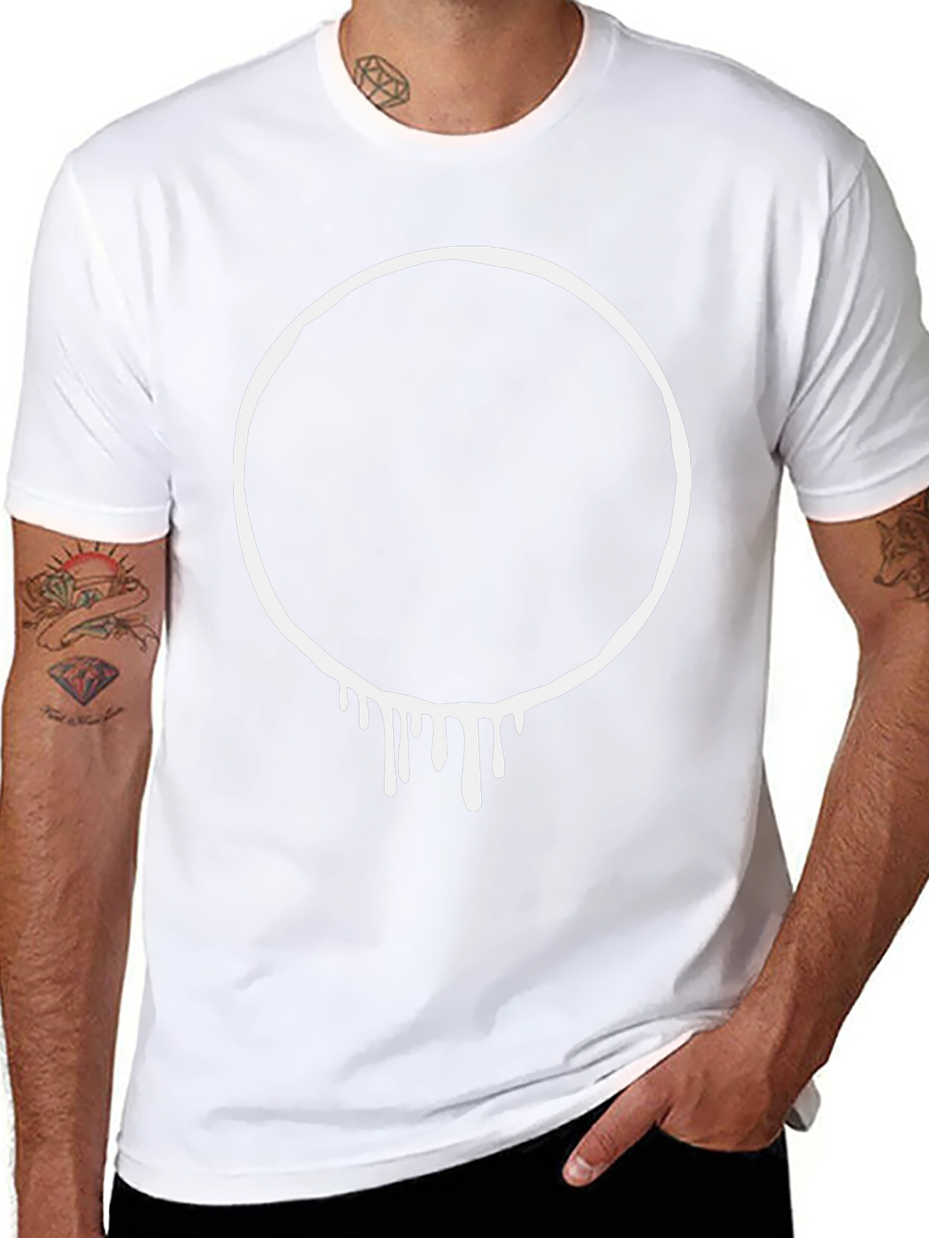 Dripping Circle Graphic Black T-Shirt