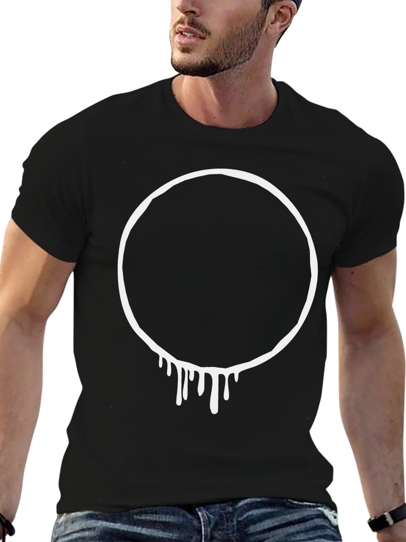 Dripping Circle Graphic Black T-Shirt