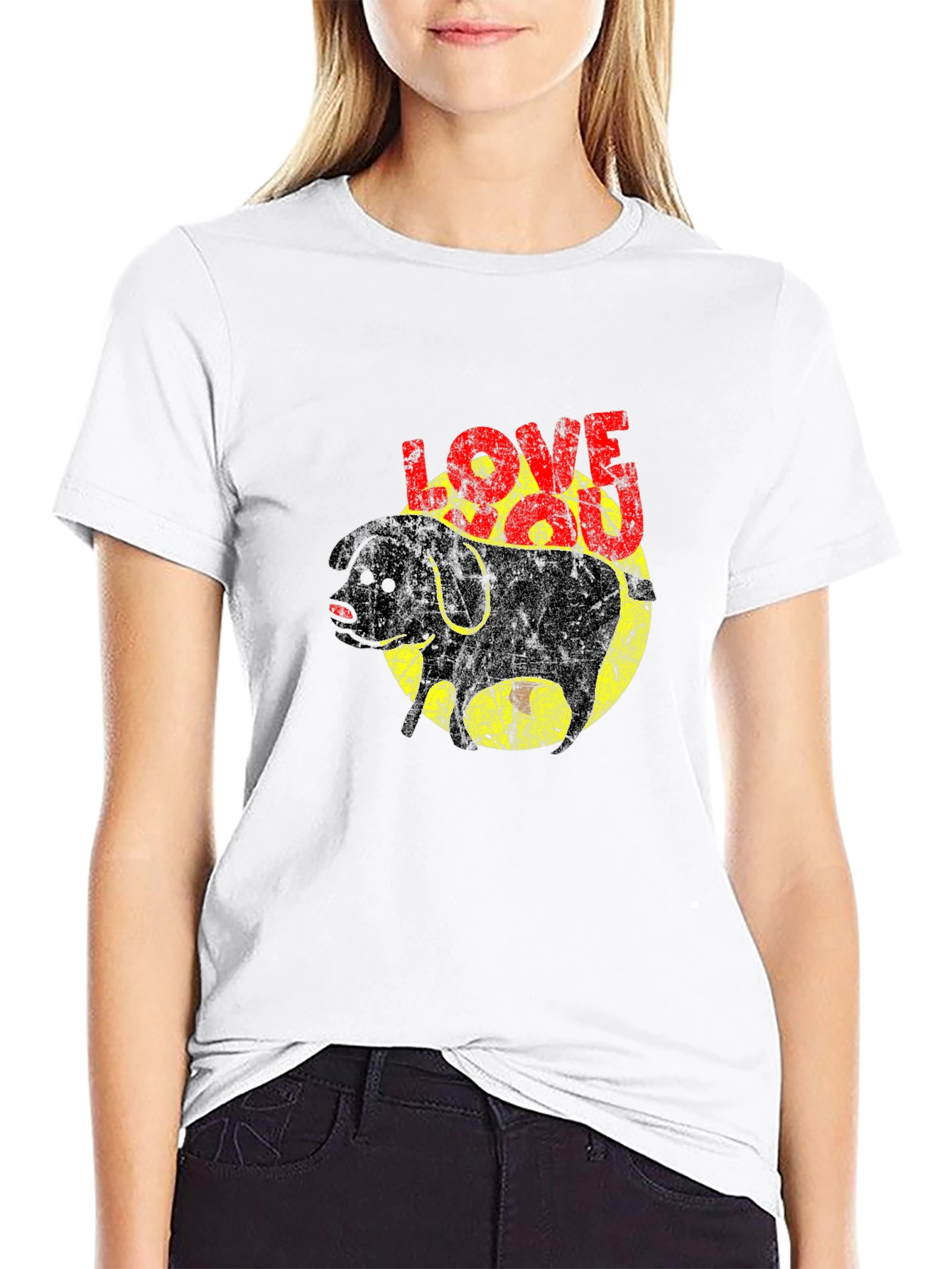 Love You Dog Graphic T-Shirt - Black Cotton Tee