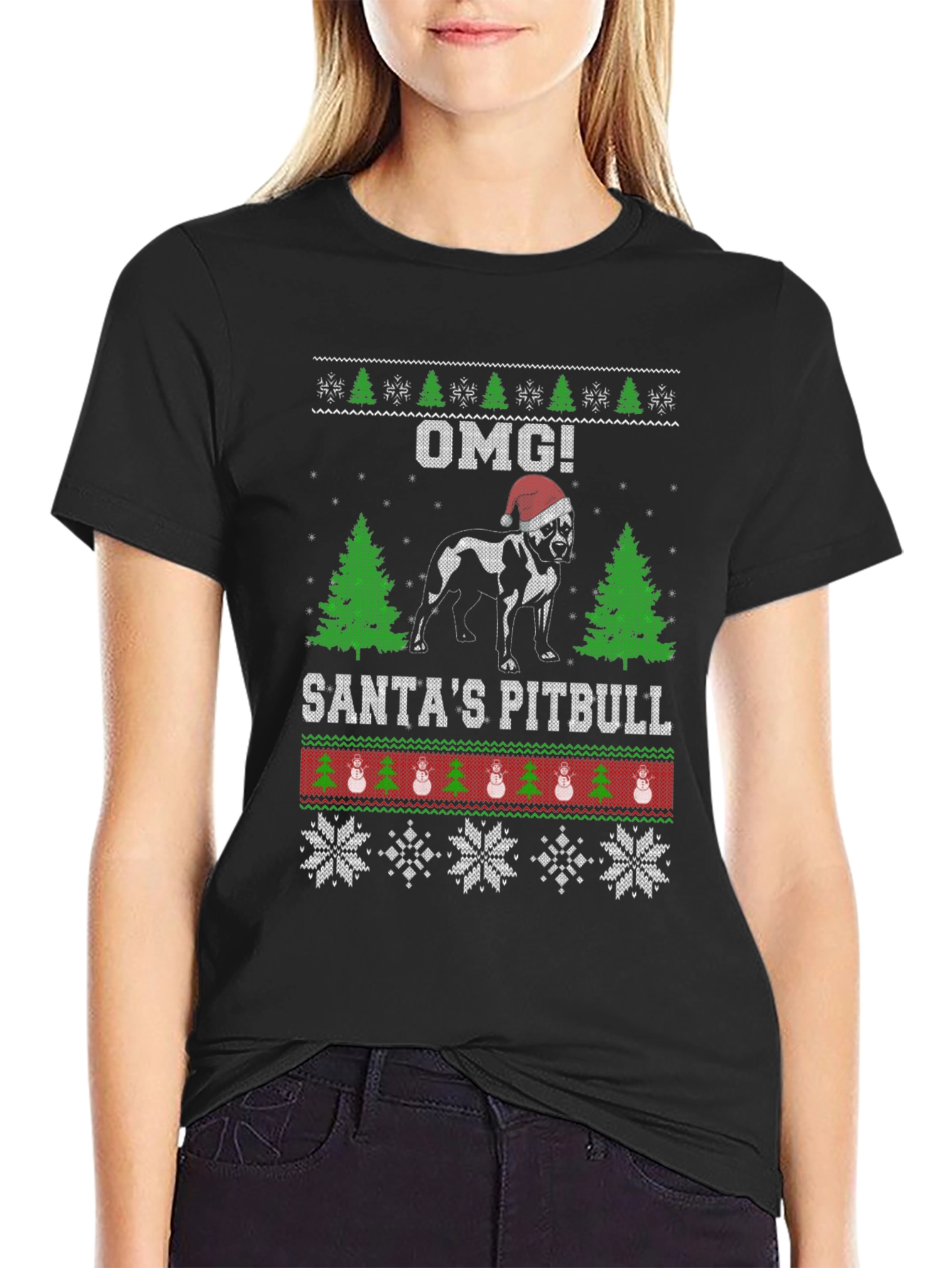 Santas Pitbull Ugly Christmas Sweater T-Shirt