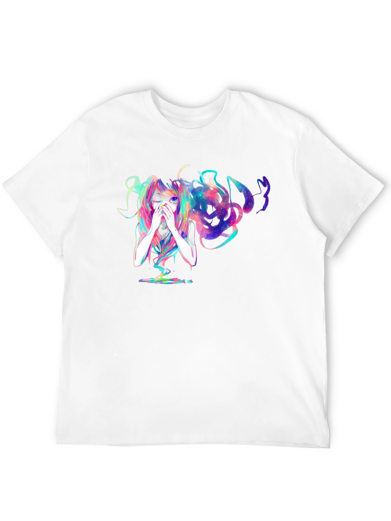 Anime Galaxy Girl Black T-Shirt