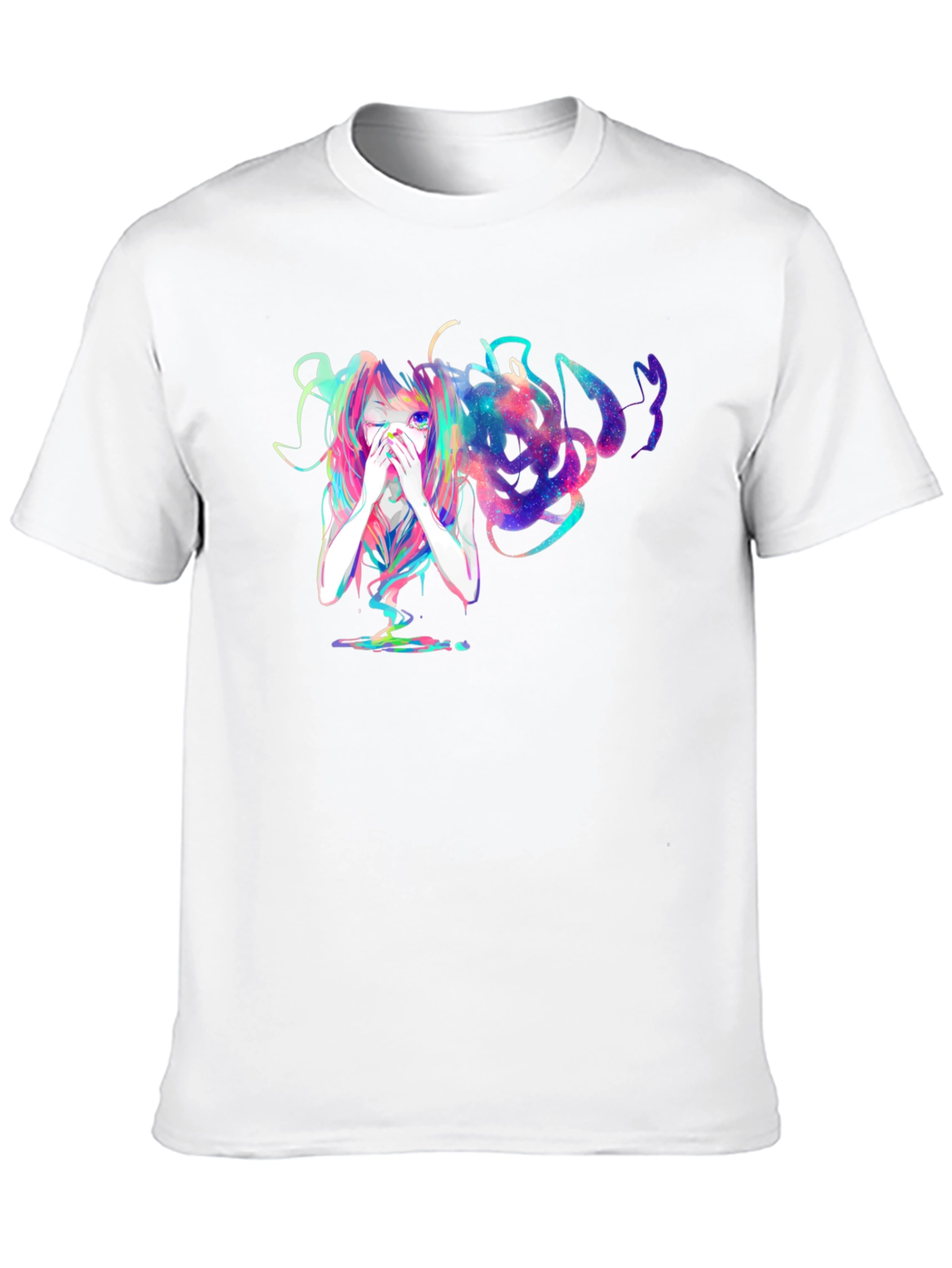 Anime Galaxy Girl Black T-Shirt