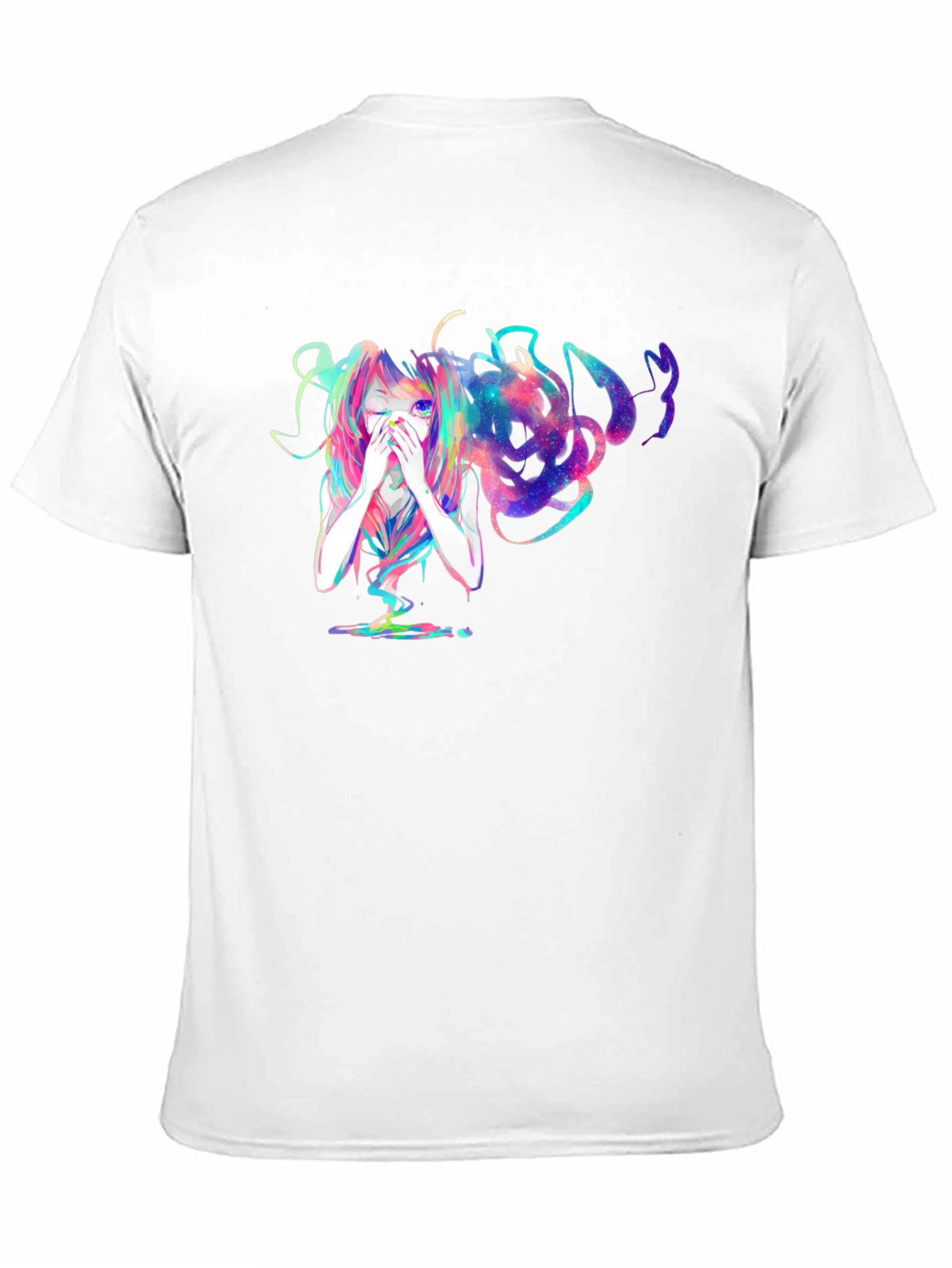 Anime Galaxy Girl Black T-Shirt