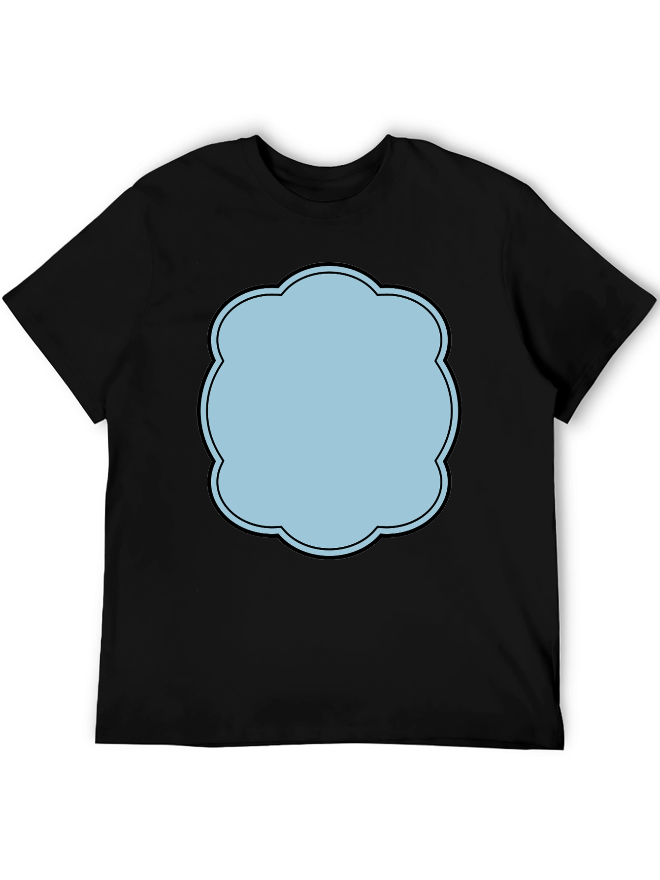 Black T-Shirt with Light Blue Cartoon Cloud