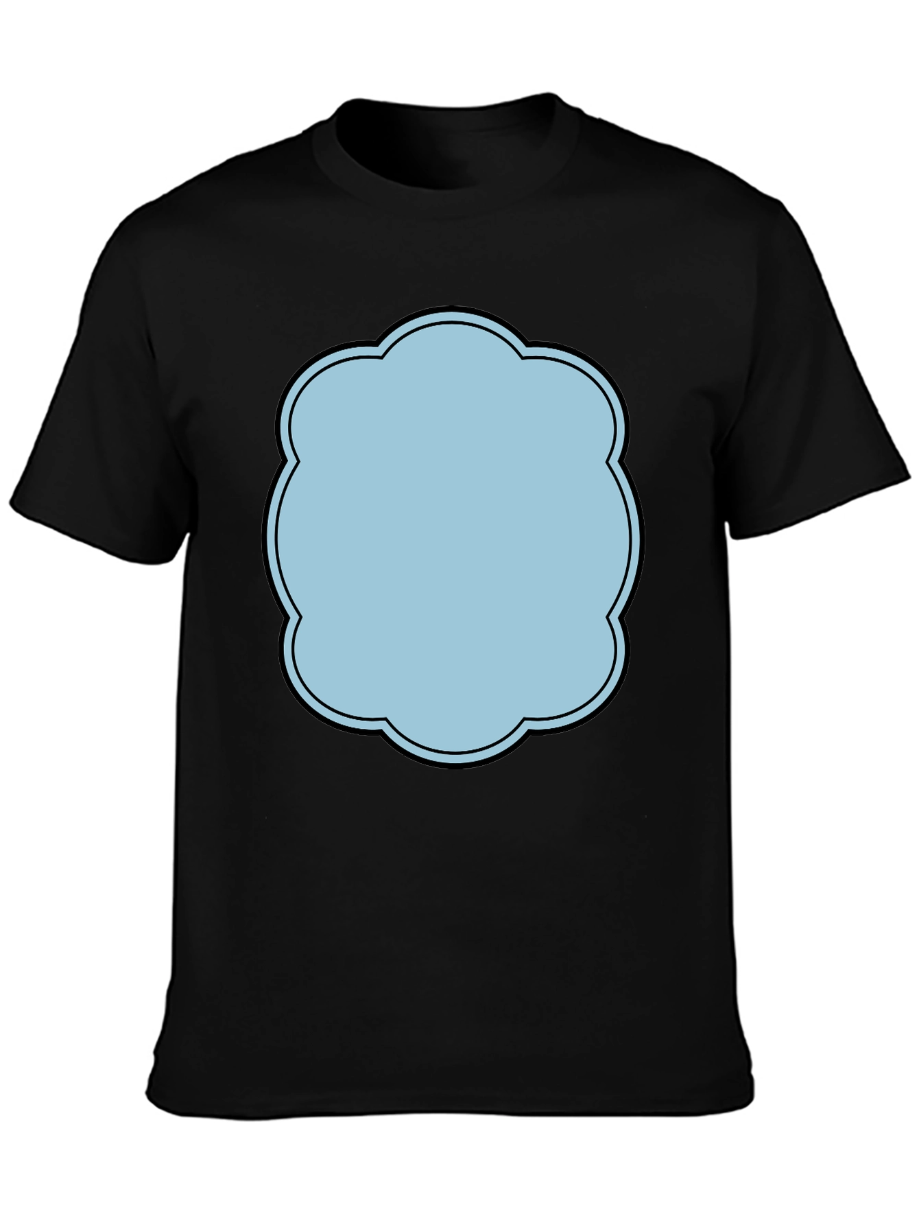 Black T-Shirt with Light Blue Cartoon Cloud