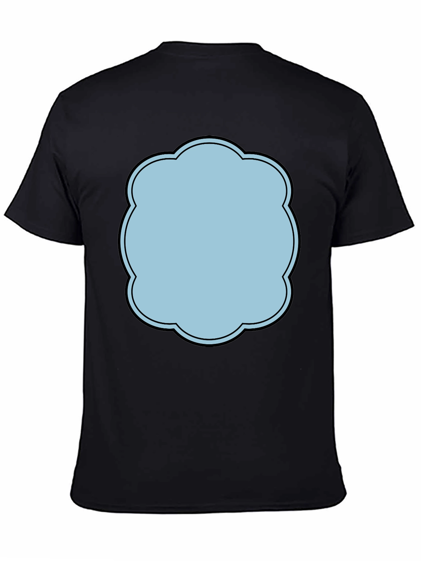 Black T-Shirt with Light Blue Cartoon Cloud