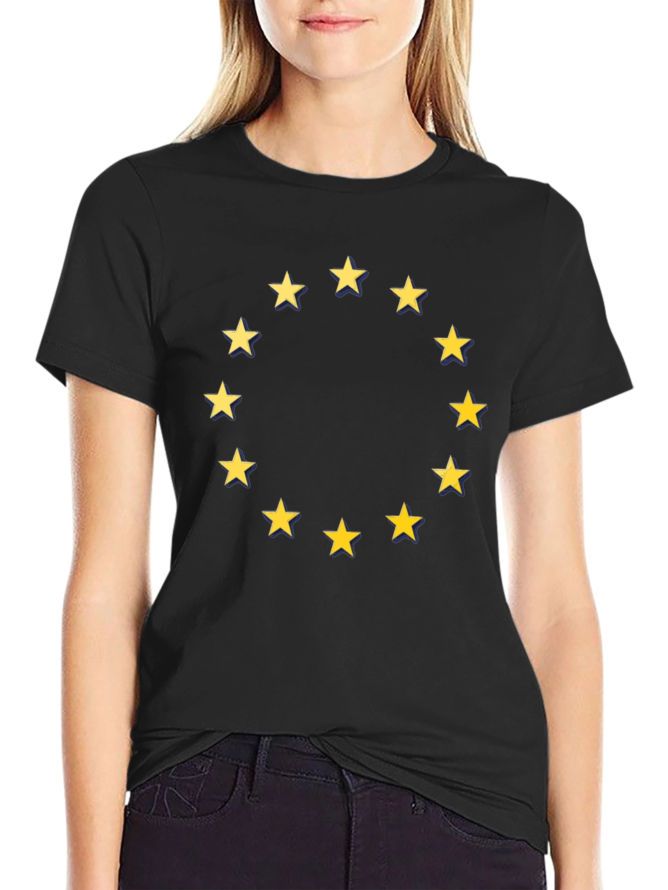 EU Stars Graphic T-Shirt - Black