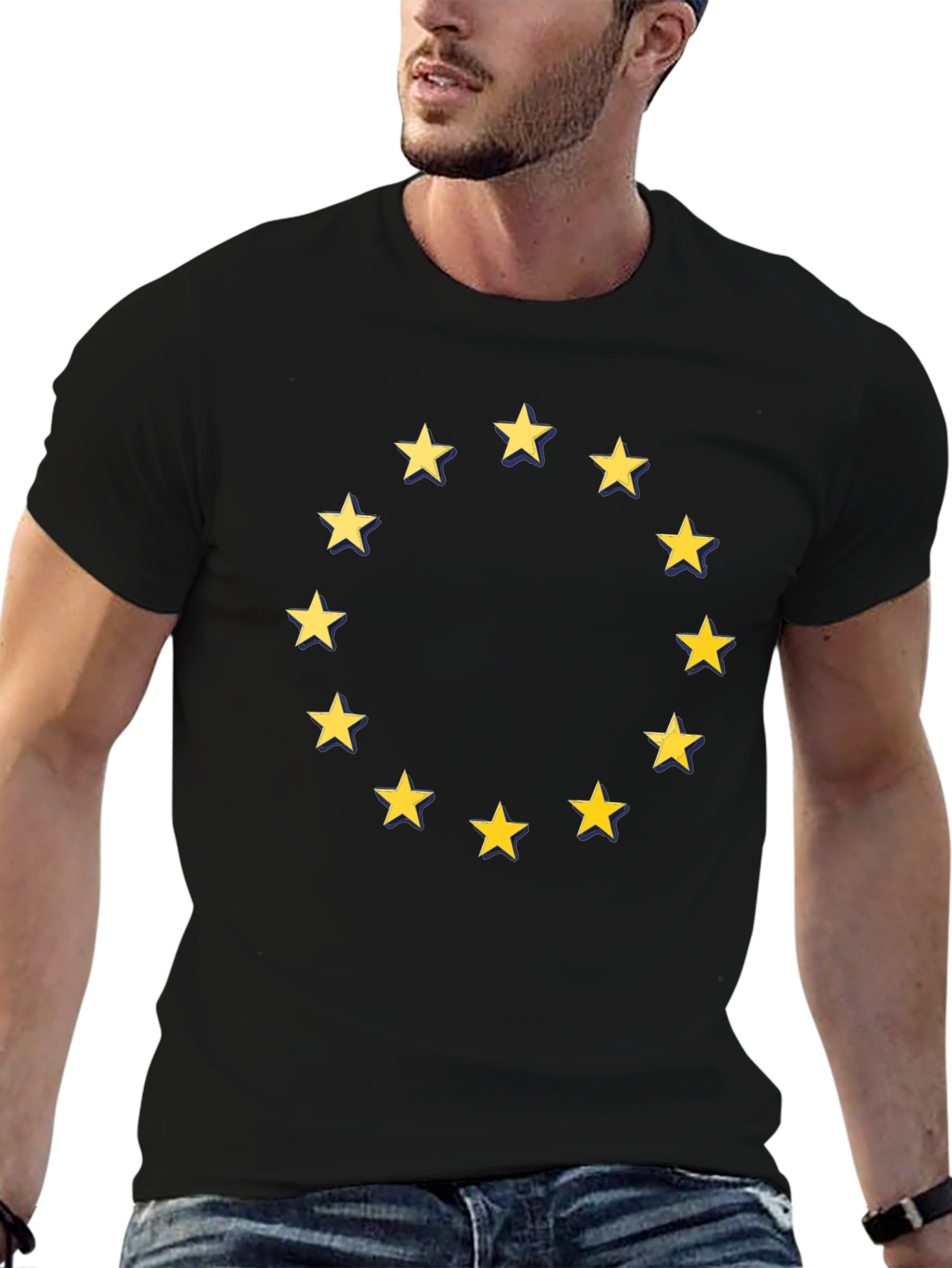 EU Stars Graphic T-Shirt - Black