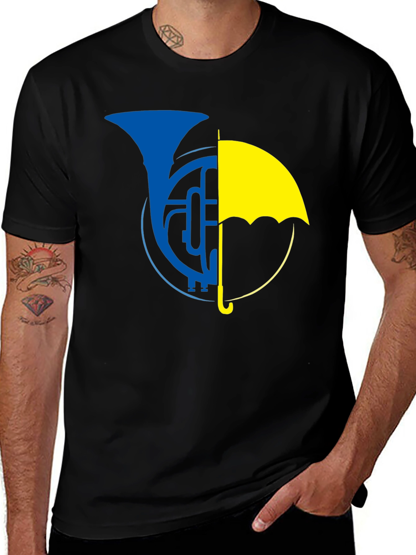 Horn Umbrella Graphic T-Shirt - Black
