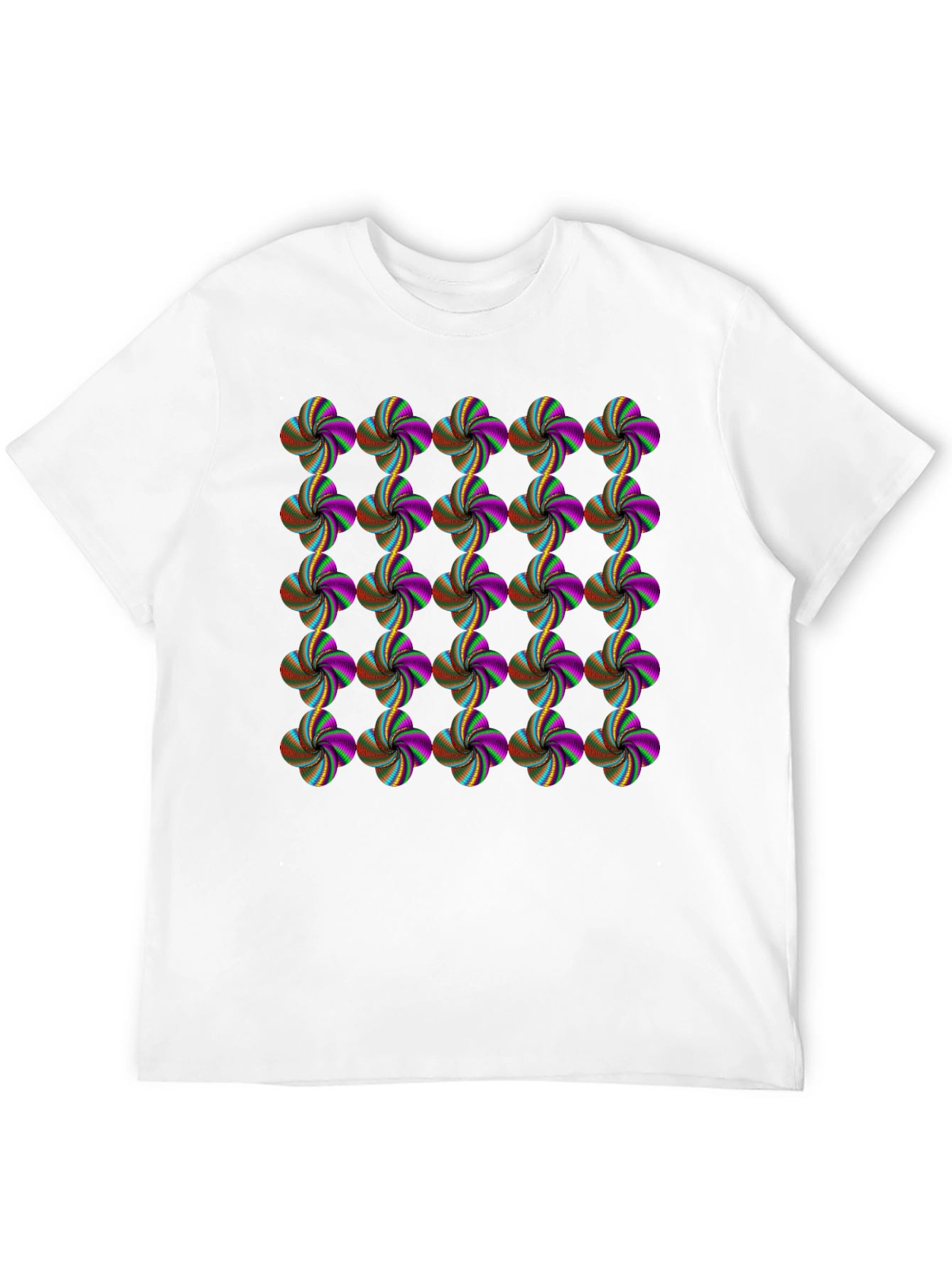 Abstract Floral Pattern Black T-Shirt