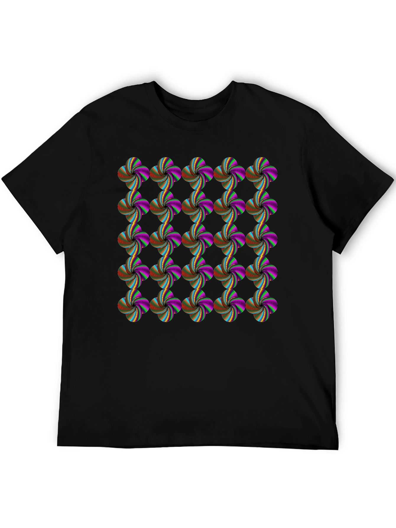 Abstract Floral Pattern Black T-Shirt