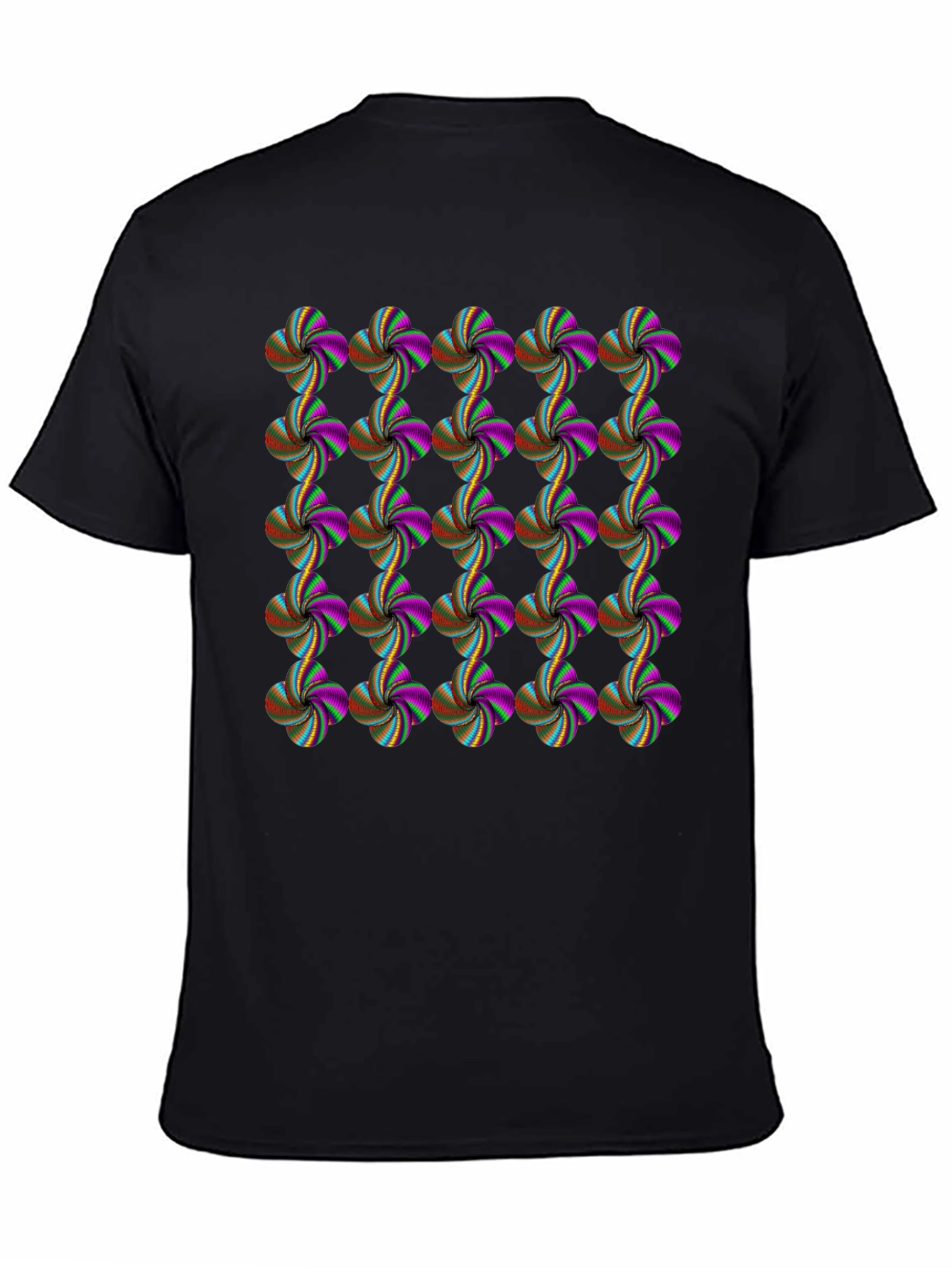 Abstract Floral Pattern Black T-Shirt