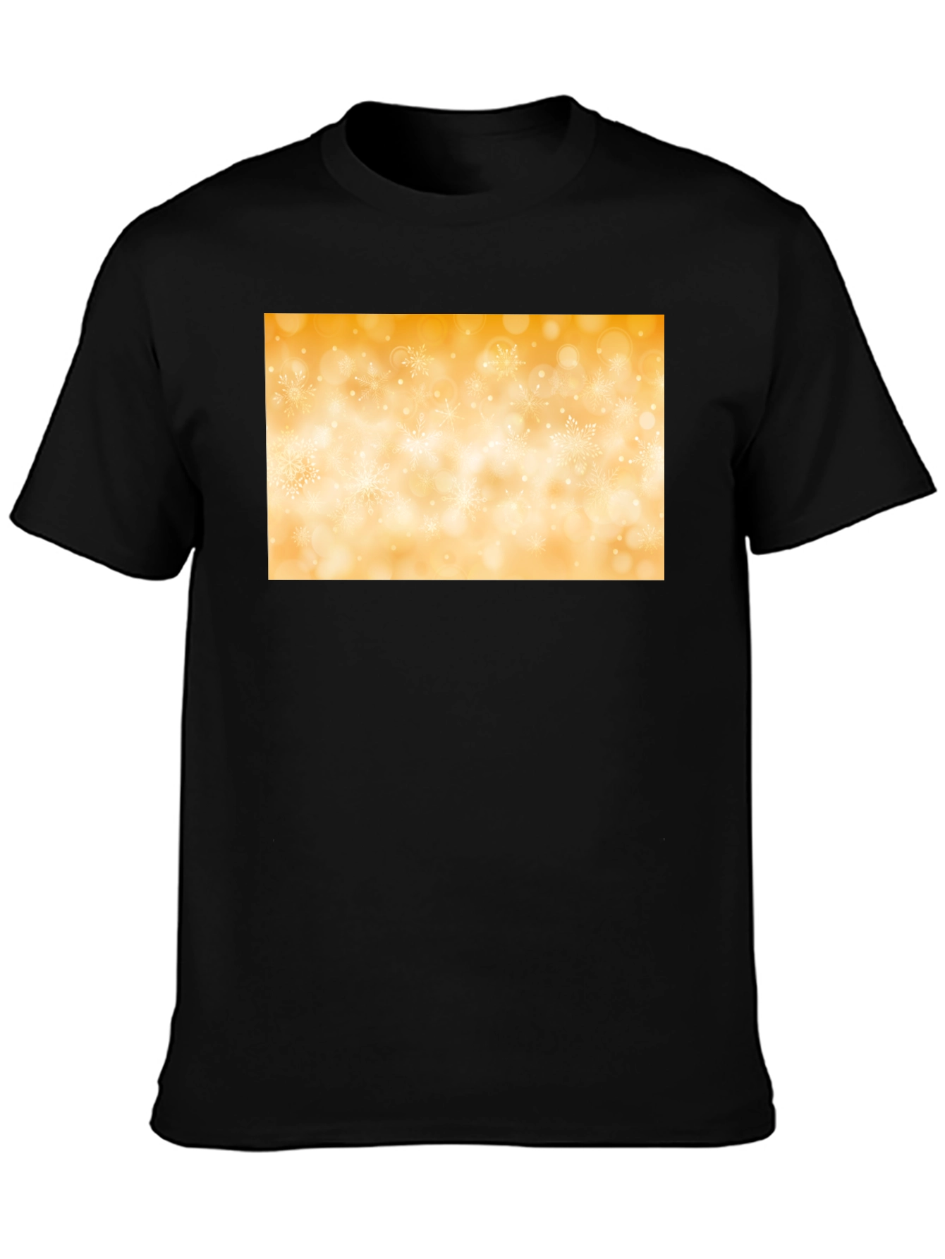 Stylish Black Tee with Golden Snowflake Design