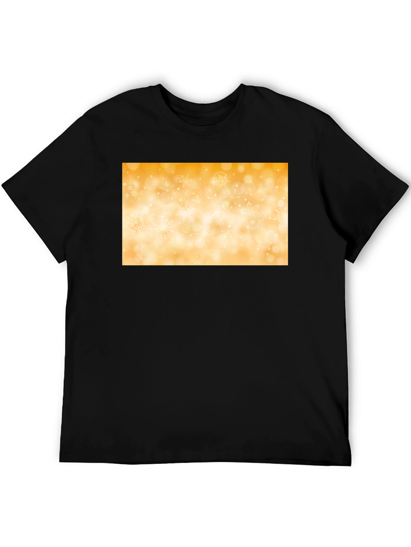 Stylish Black Tee with Golden Snowflake Design