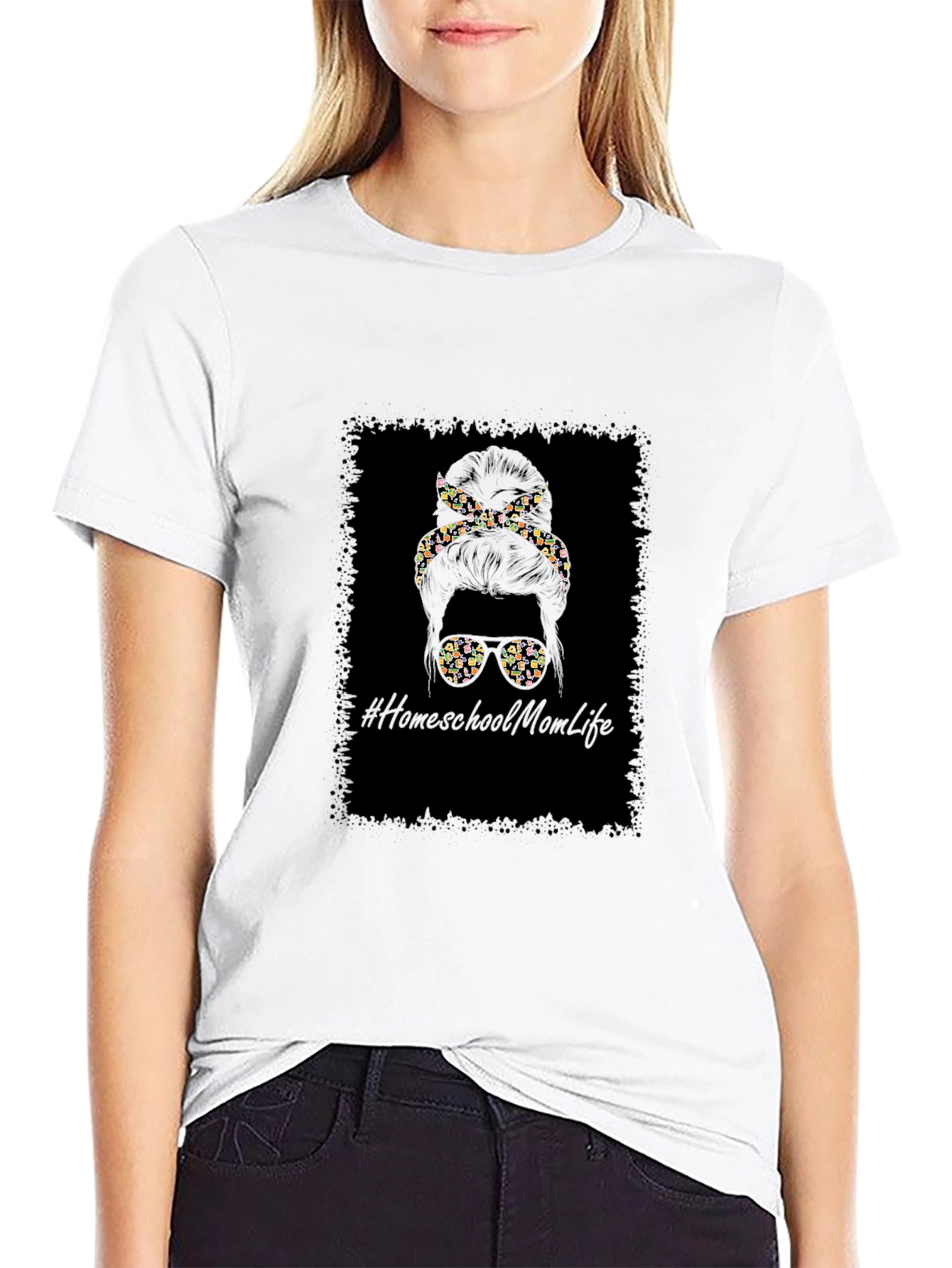 Homeschool Mom Life Messy Bun T-Shirt