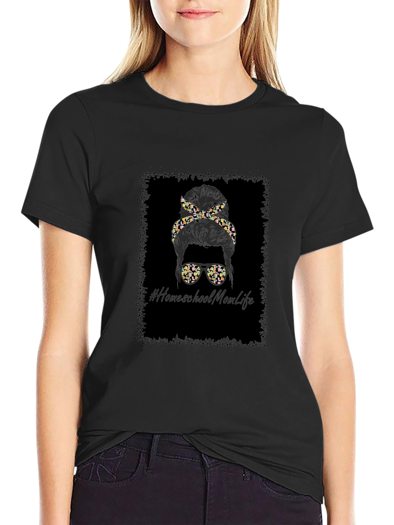 Homeschool Mom Life Messy Bun T-Shirt