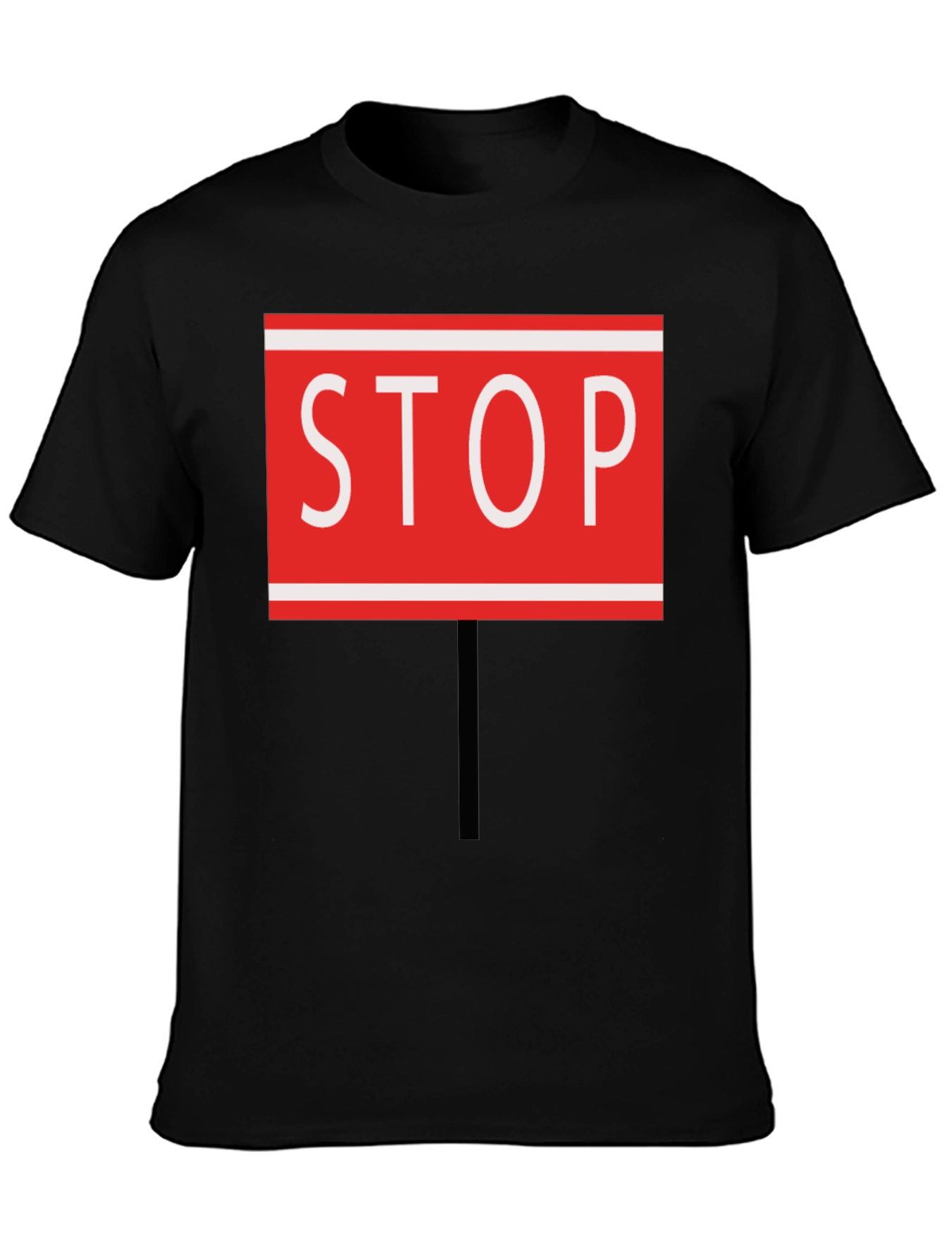 Stop Sign Graphic Tee - Black Cotton Blend