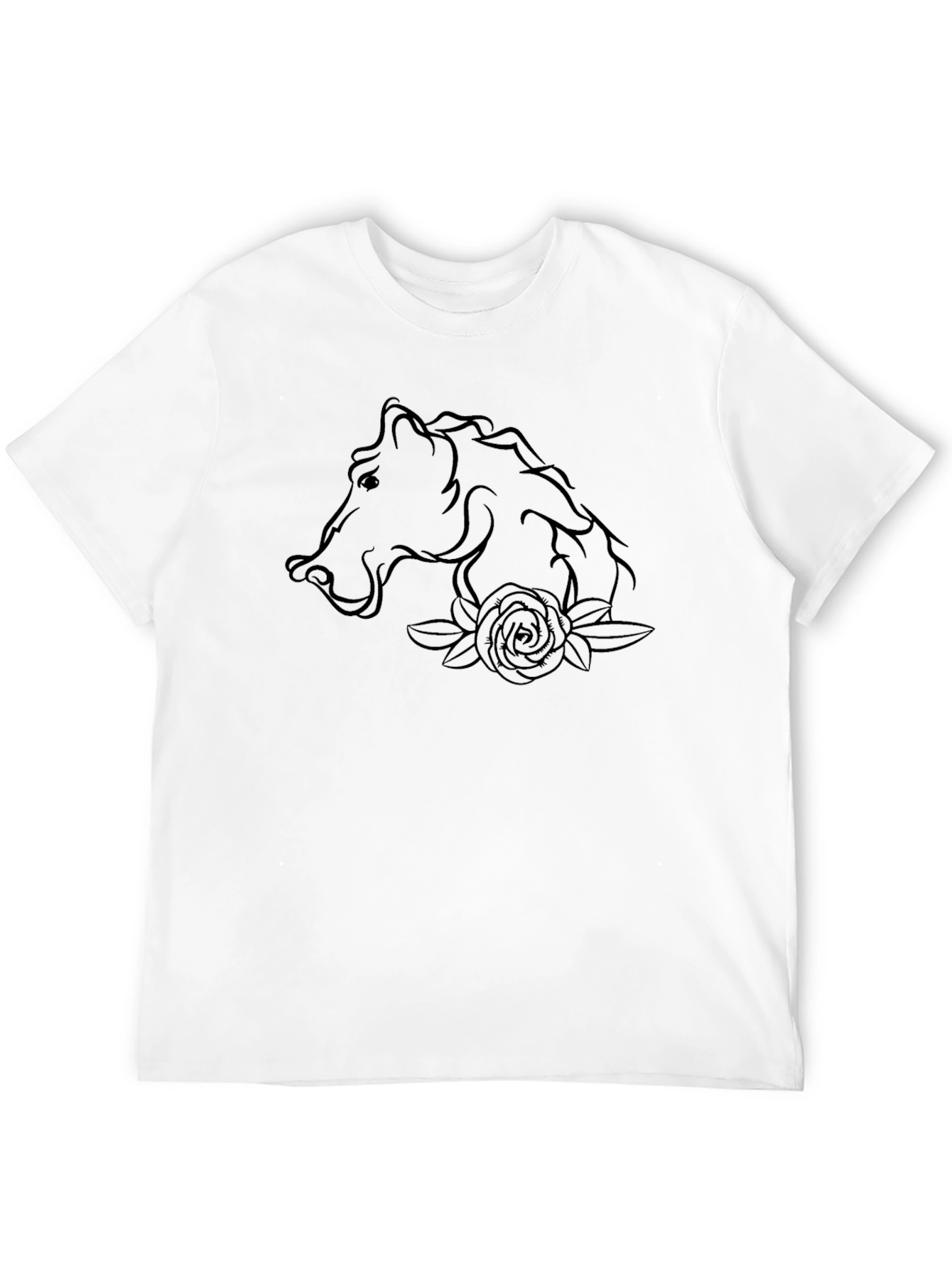 Horse and Rose Graphic T-Shirt - Black
