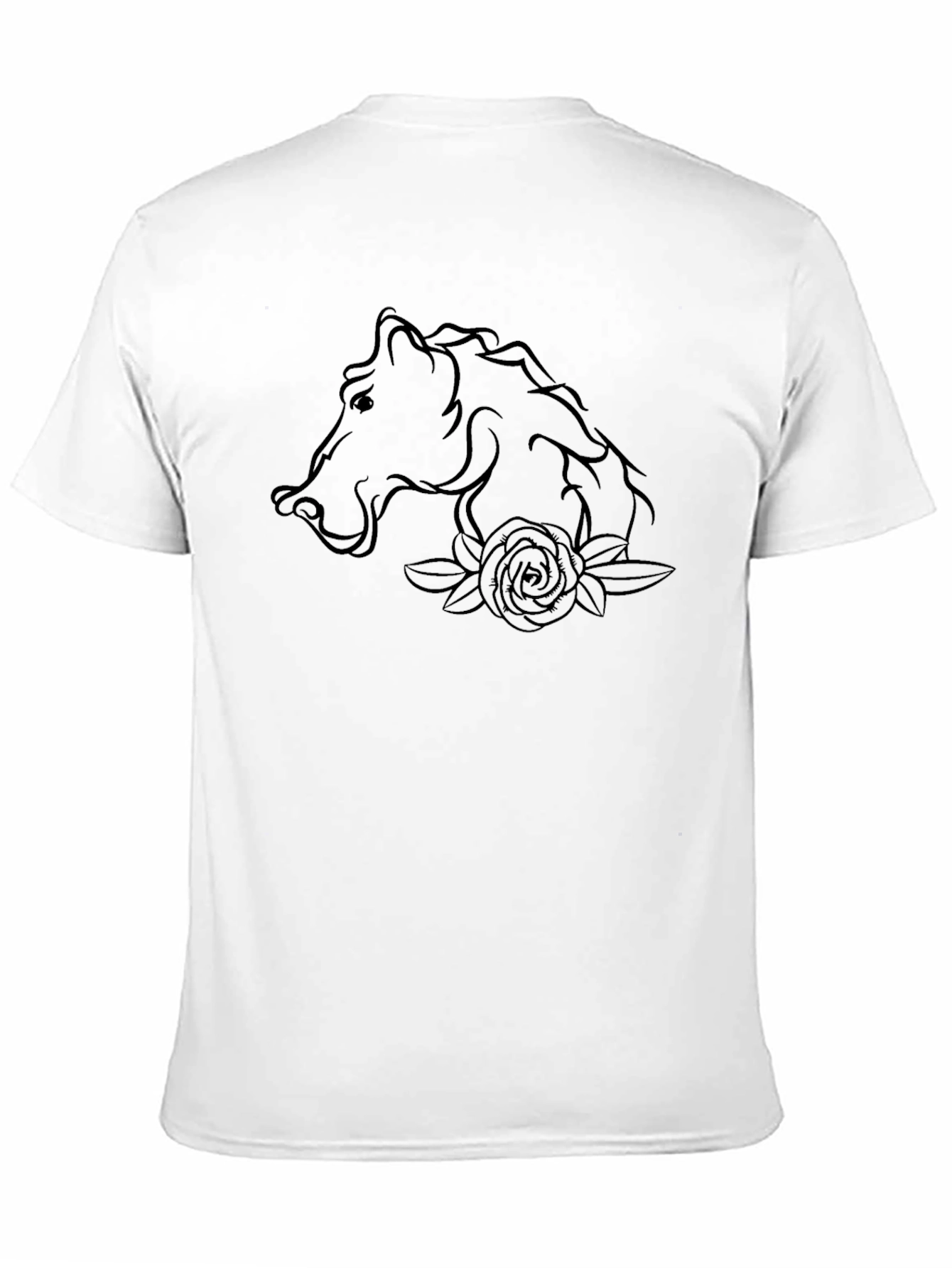 Horse and Rose Graphic T-Shirt - Black