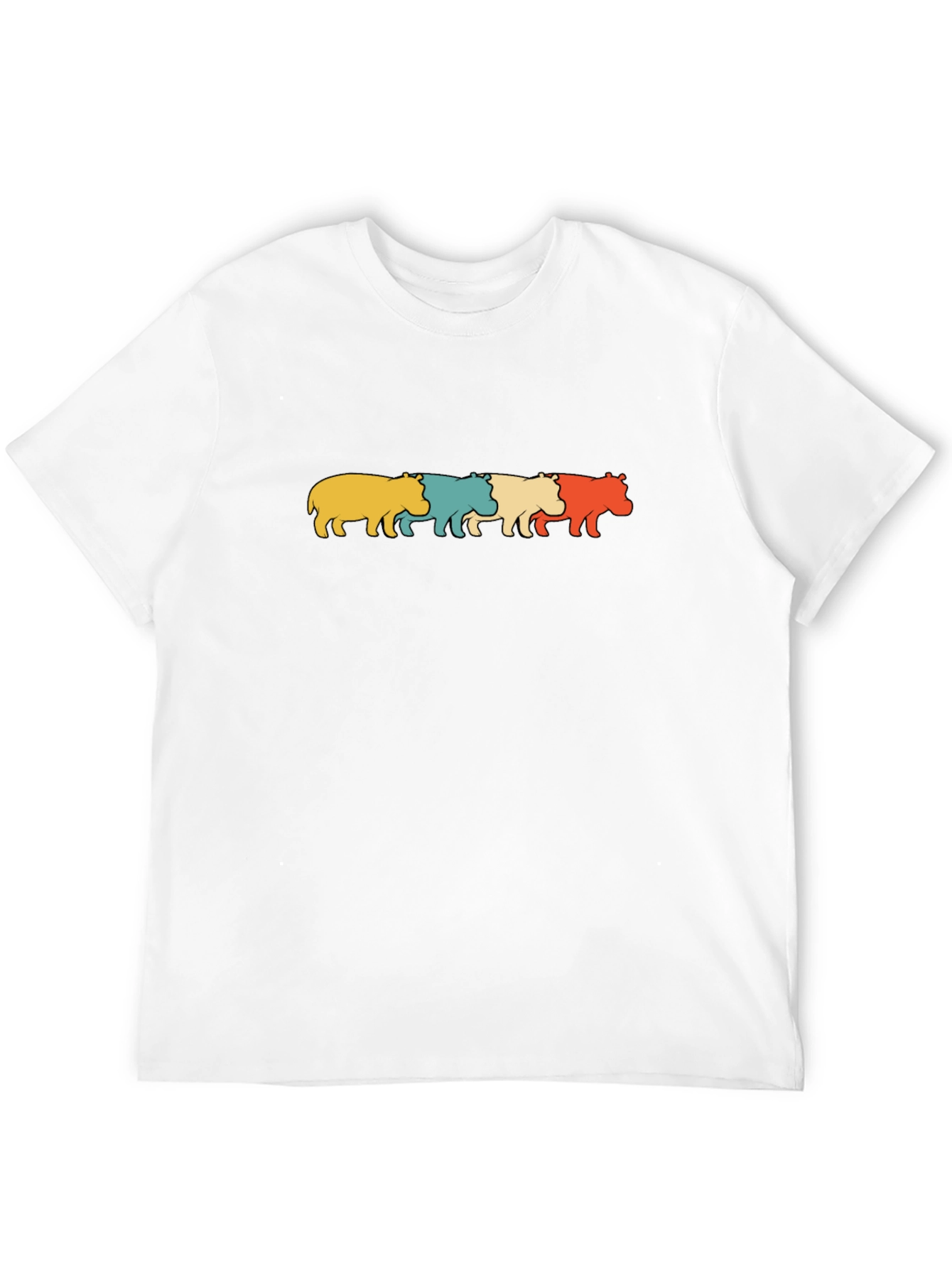 Retro Hippos Graphic Black T-Shirt