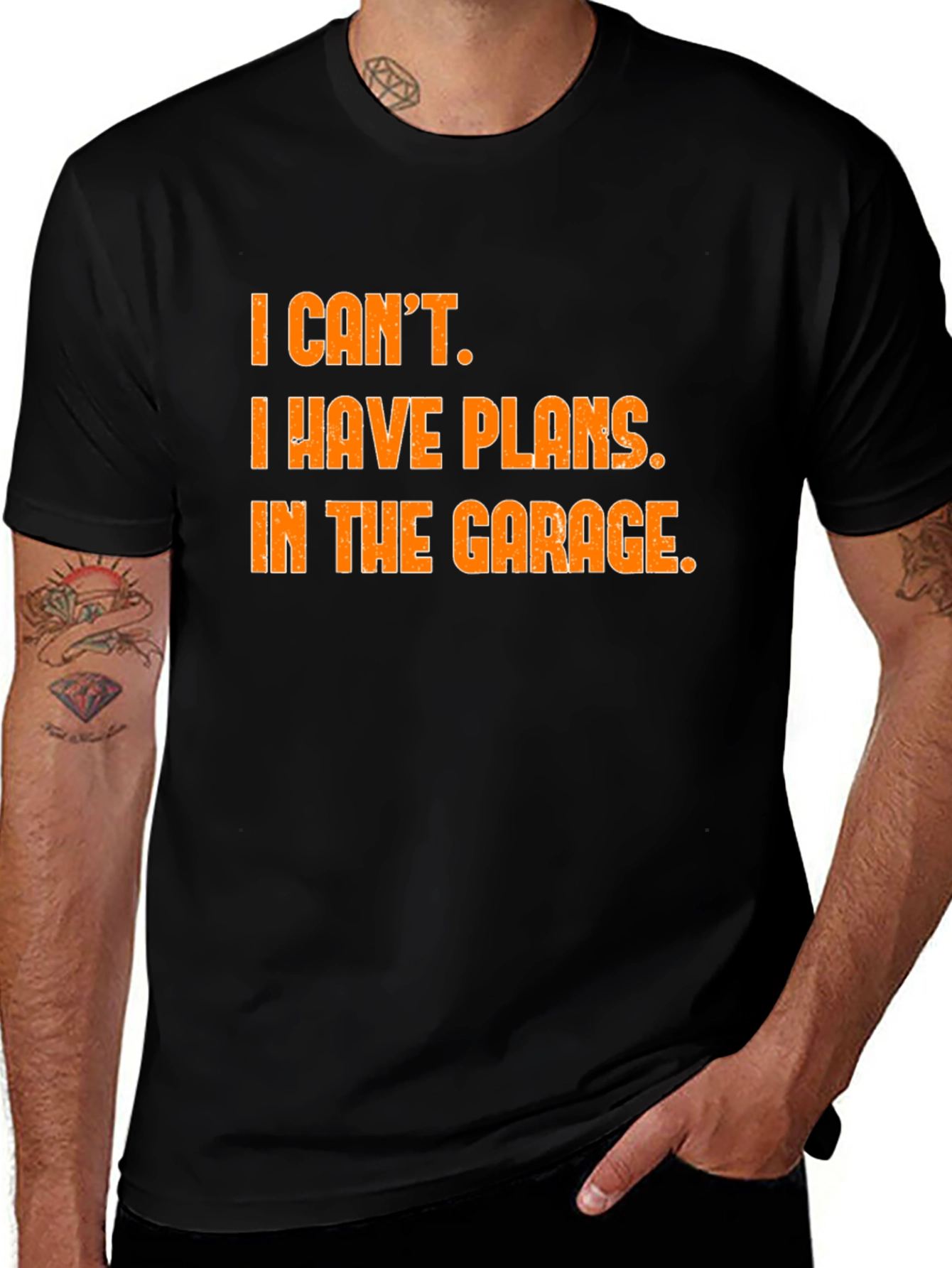 Garage Plans T-Shirt - Black Cotton Blend Novelty Tee