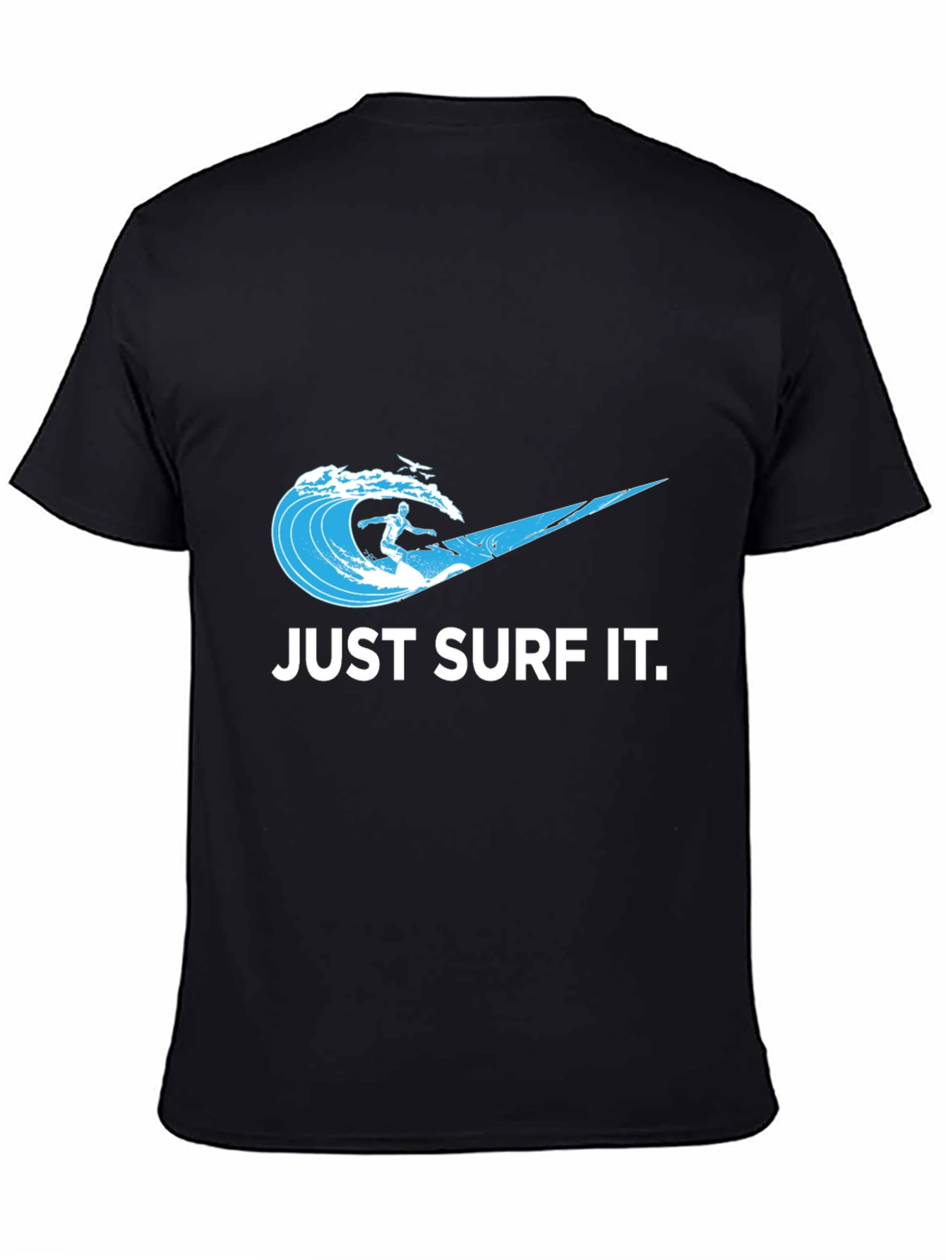 Just Surf It Tee - Black Graphic T-Shirt