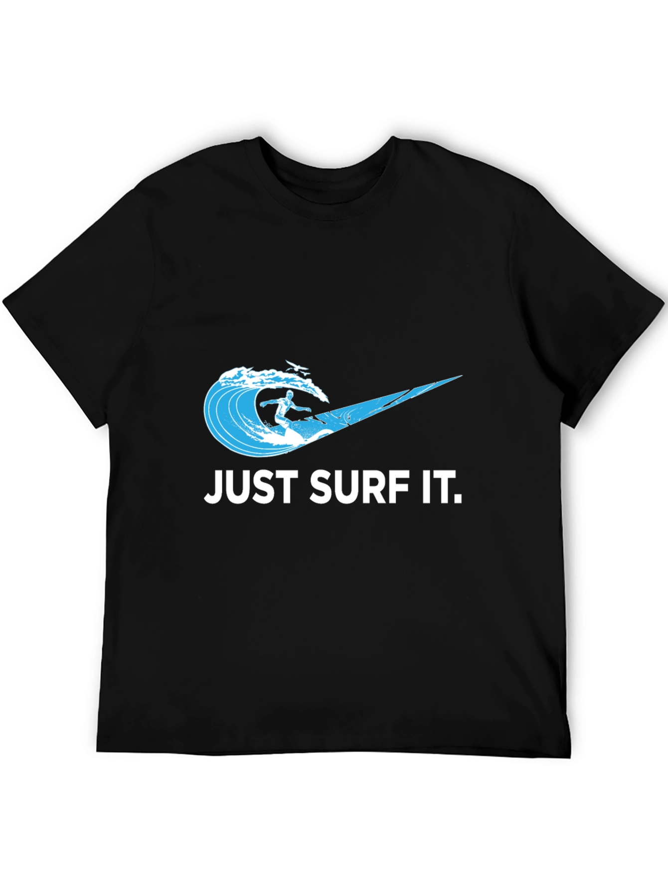 Just Surf It Tee - Black Graphic T-Shirt