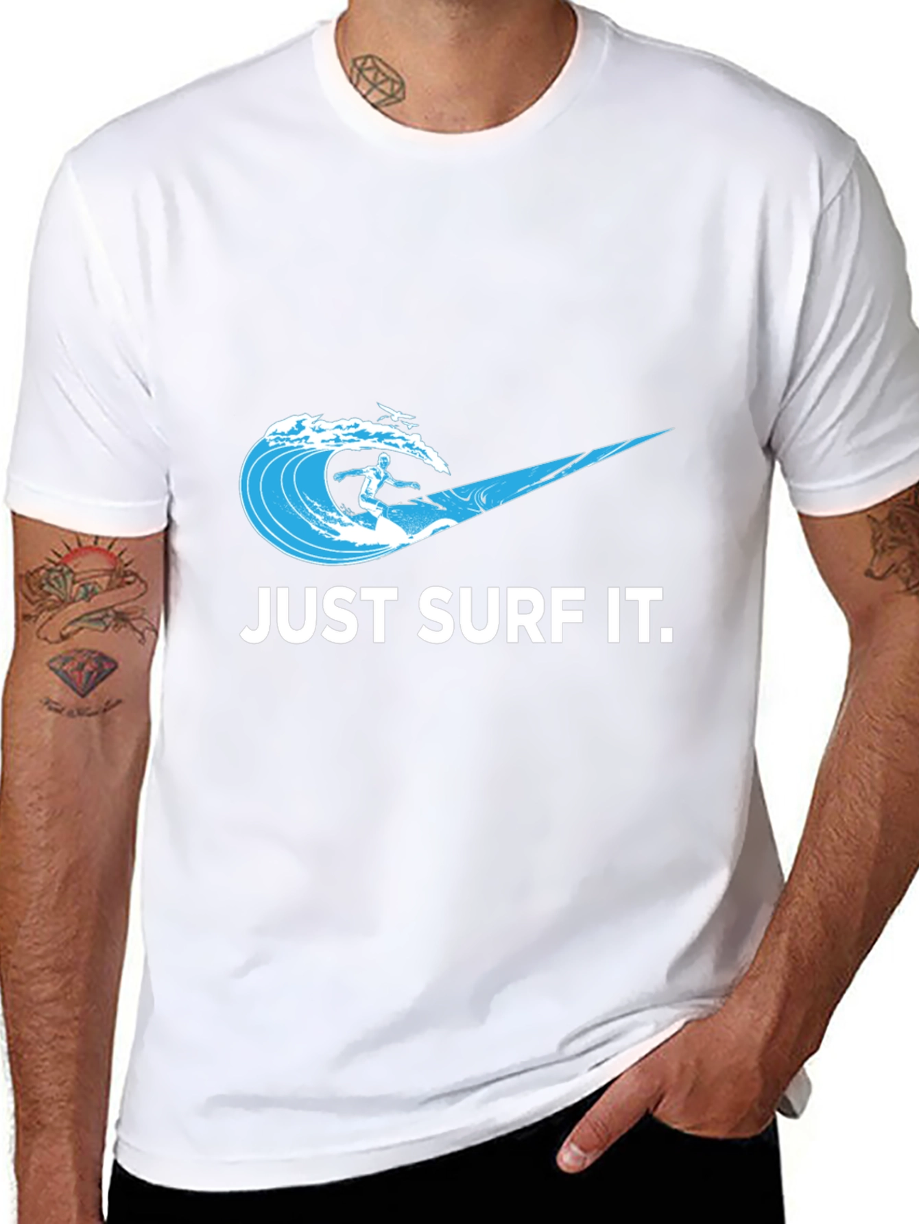 Just Surf It Tee - Black Graphic T-Shirt
