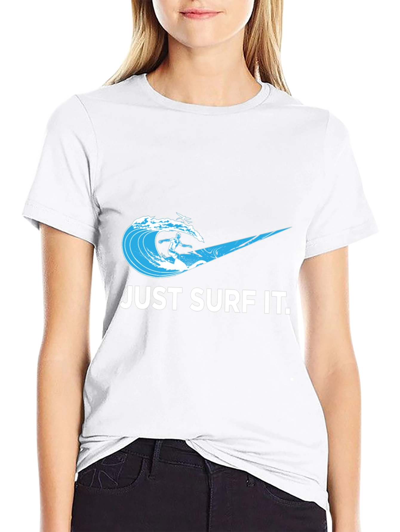 Just Surf It Tee - Black Graphic T-Shirt