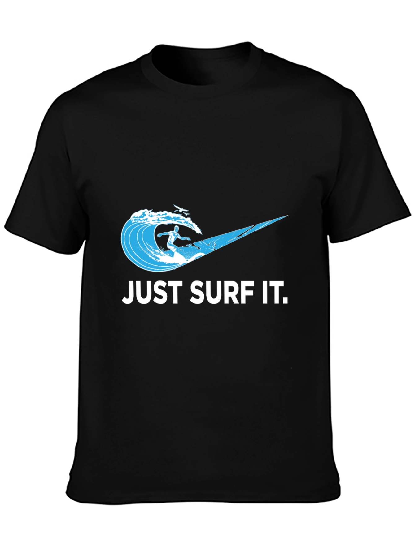 Just Surf It Tee - Black Graphic T-Shirt