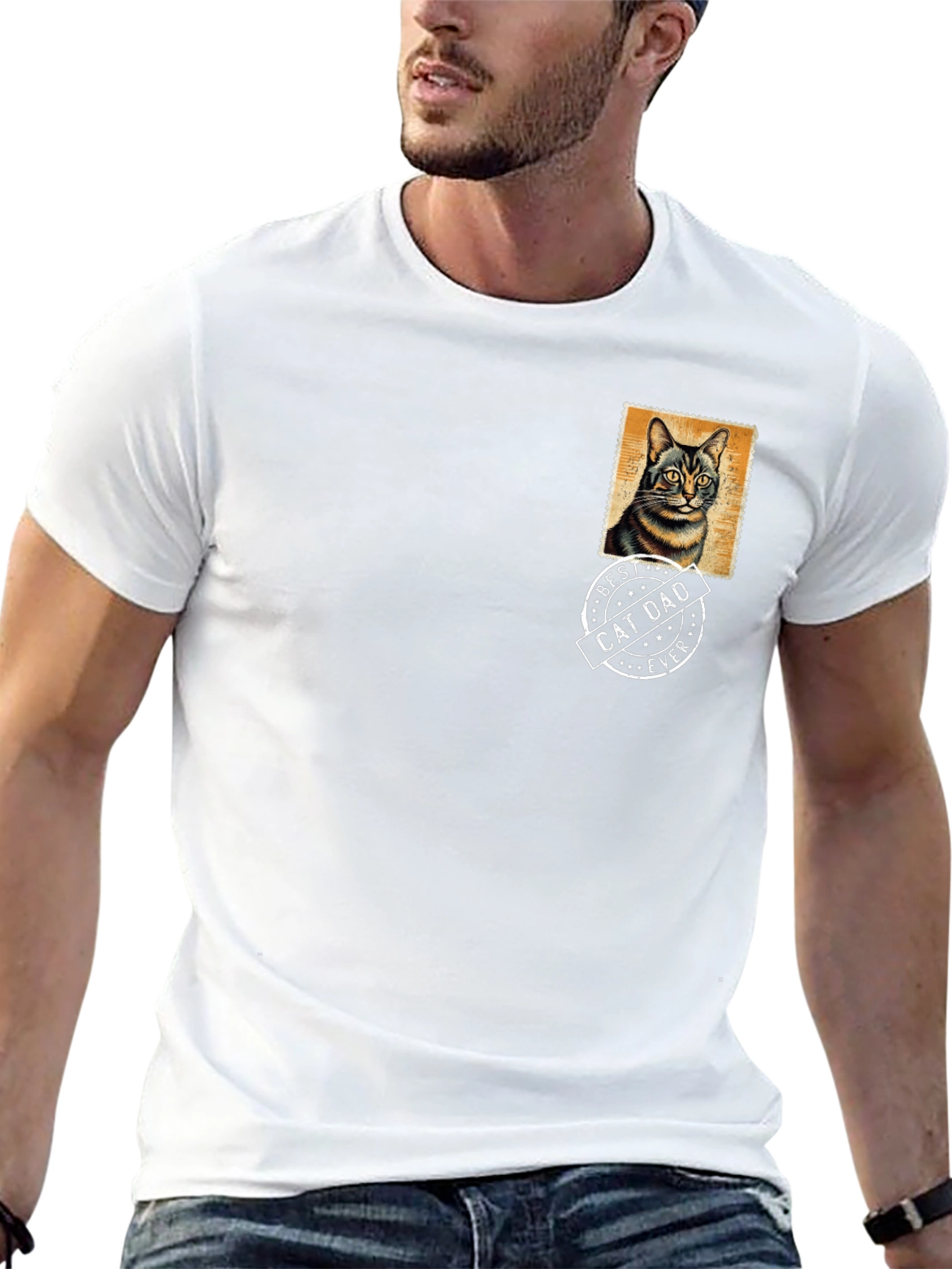 Best Cat Dad Ever Graphic Tee - Black