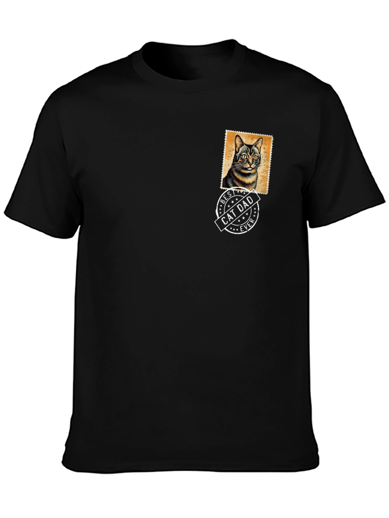 Best Cat Dad Ever Graphic Tee - Black