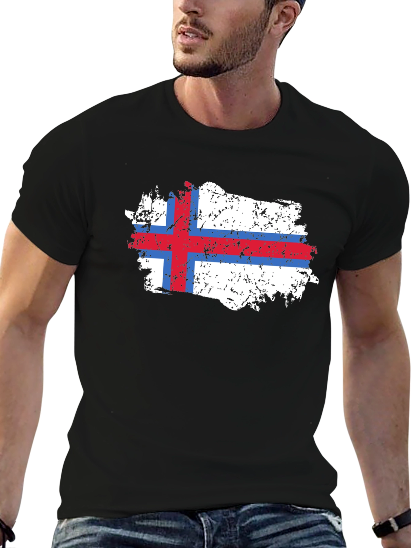 Faroe Islands Flag Distressed T-Shirt