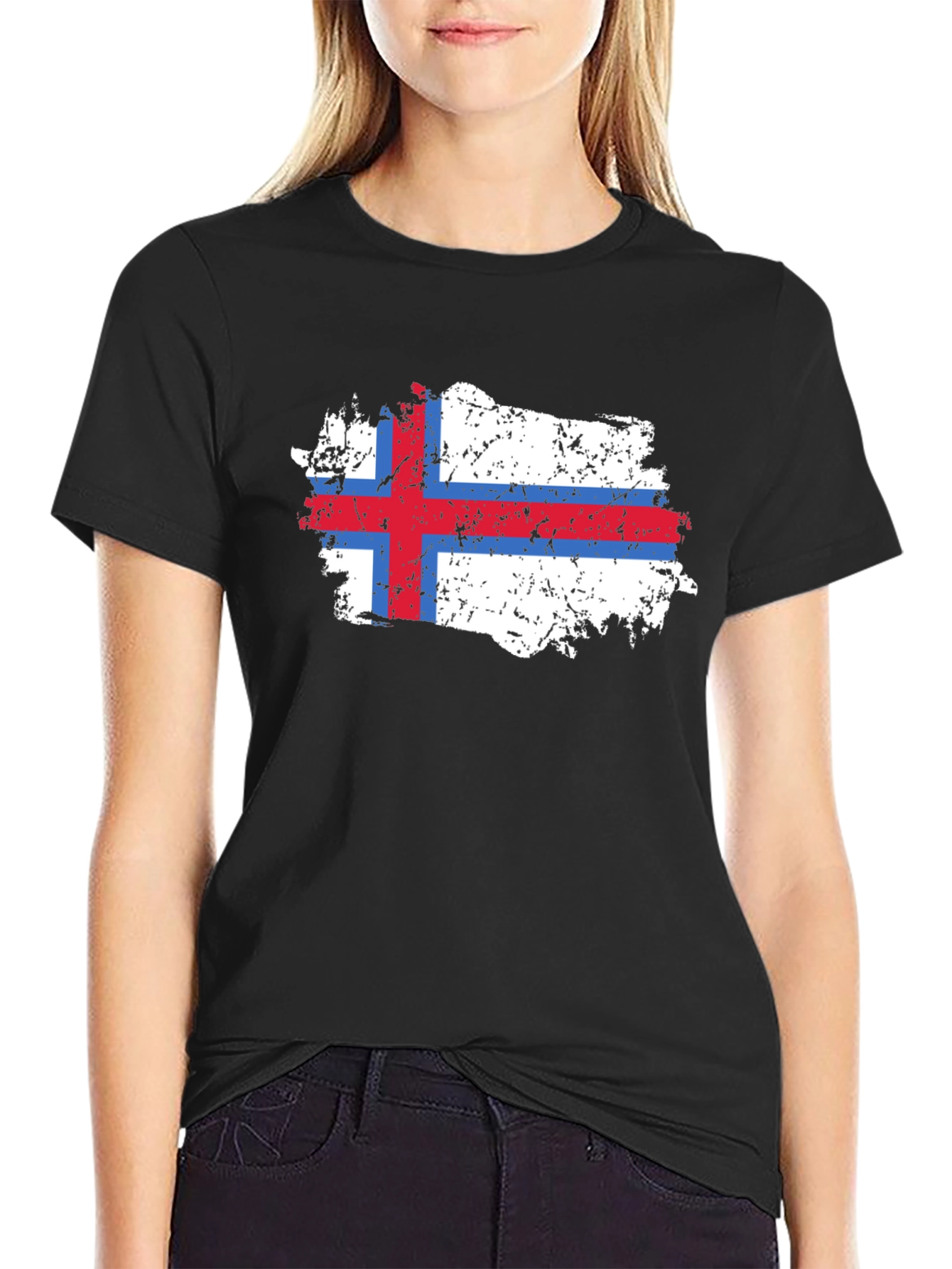 Faroe Islands Flag Distressed T-Shirt