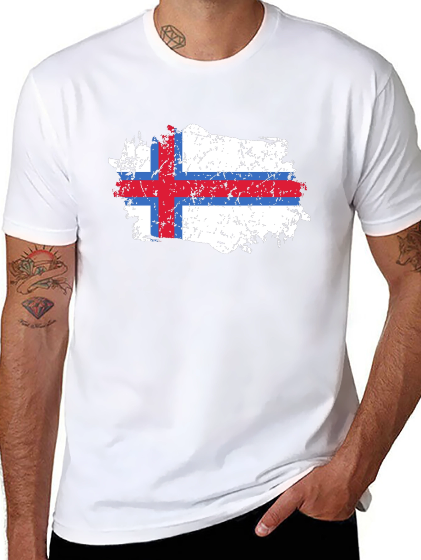 Faroe Islands Flag Distressed T-Shirt