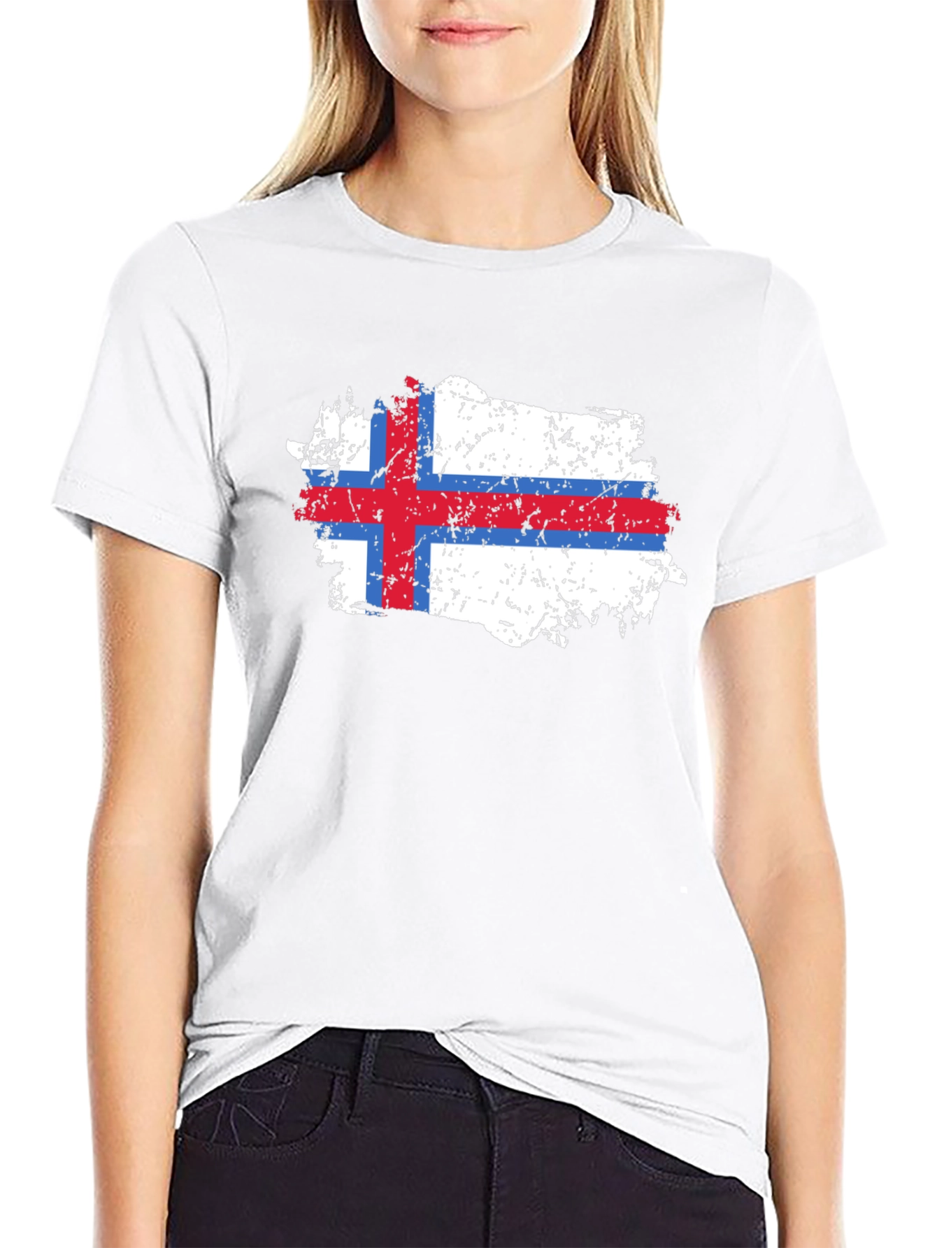 Faroe Islands Flag Distressed T-Shirt