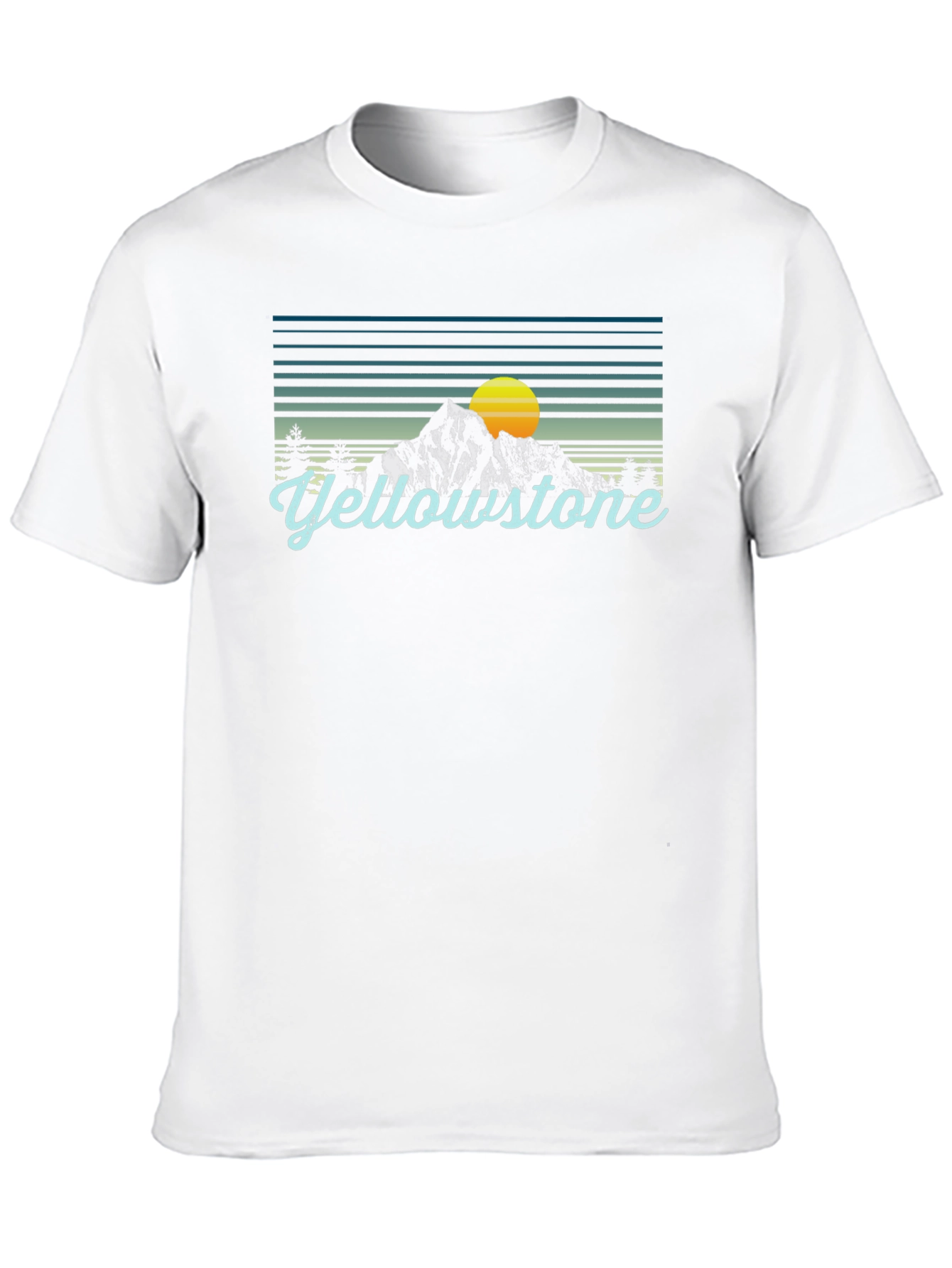 Yellowstone Graphic Tee - Retro Mountain Sunset T-Shirt