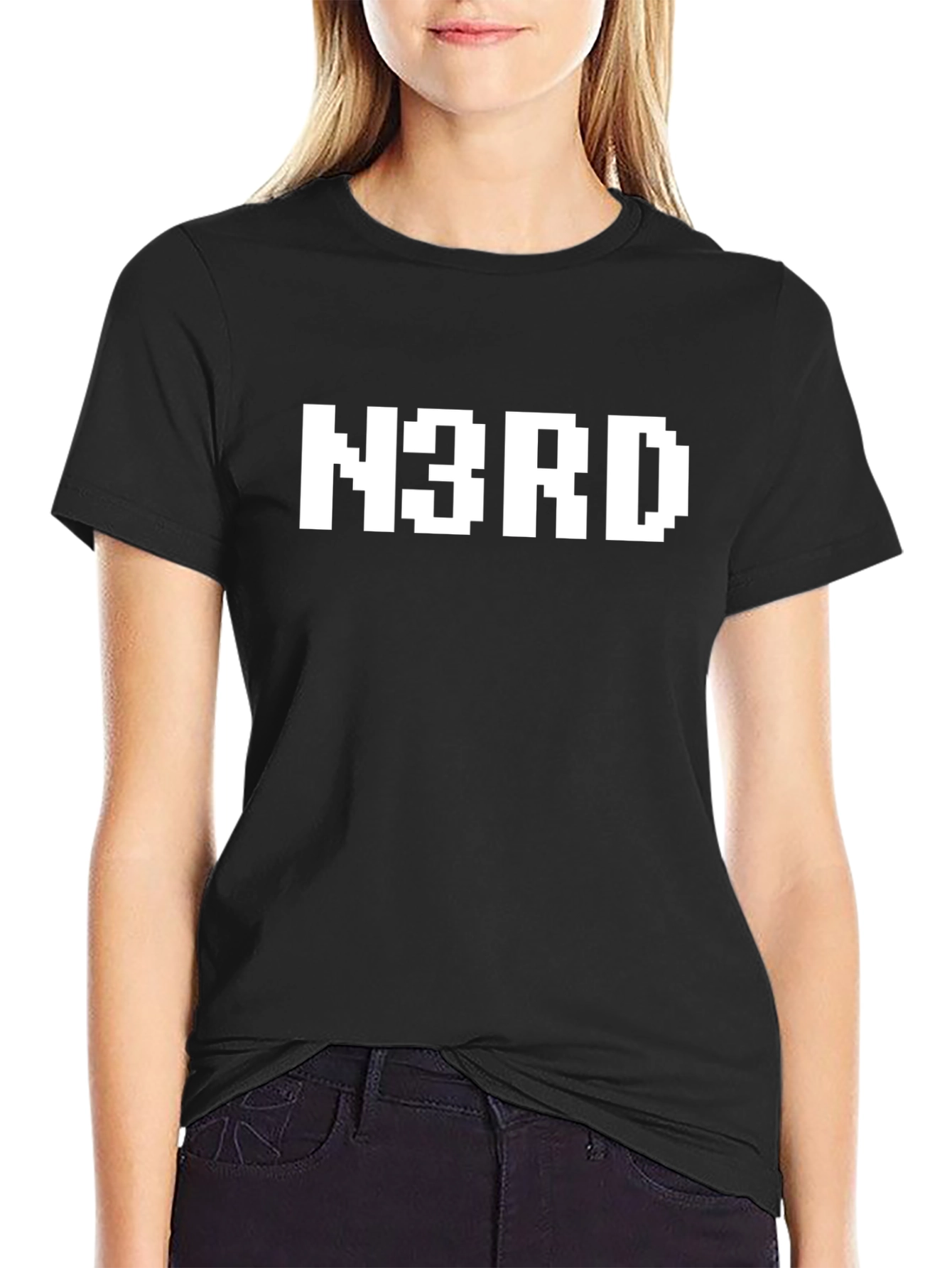 N3RD Pixel Graphic T-Shirt - Black Cotton Blend