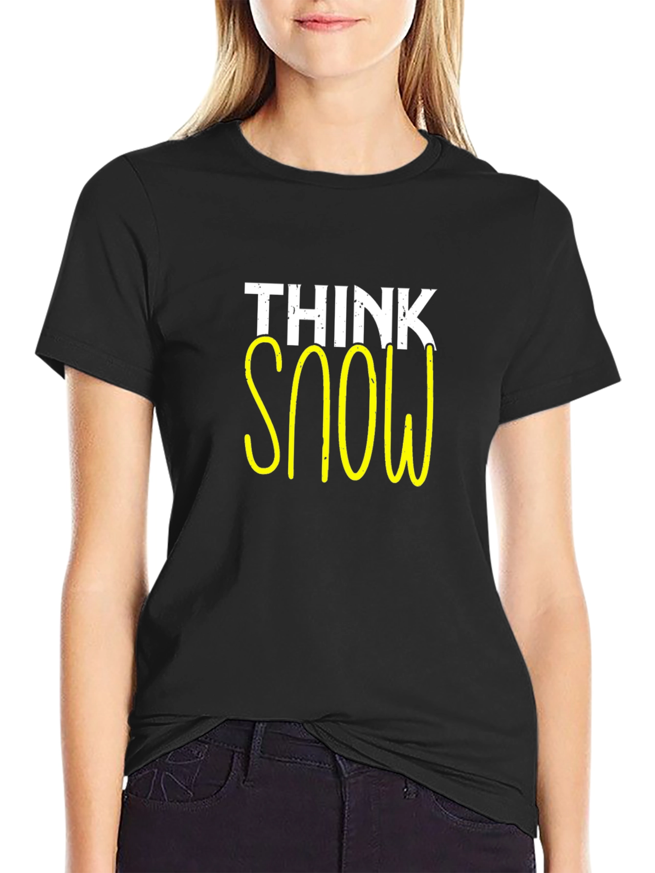 Think Snow Graphic Tee - Black Casual T-Shirt