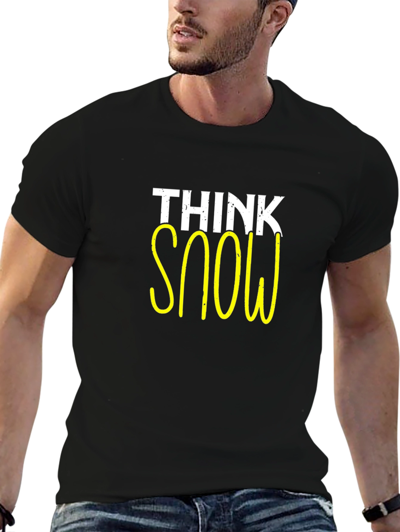 Think Snow Graphic Tee - Black Casual T-Shirt